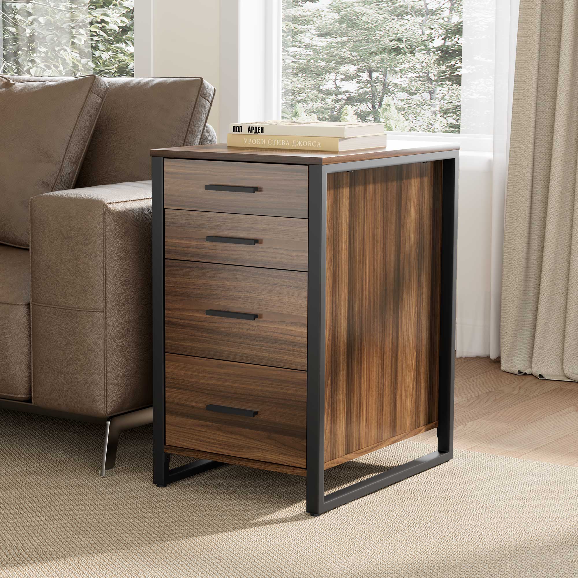 28" File Storage Cabinet With Office Four-Drawers, Walnut - Image 10