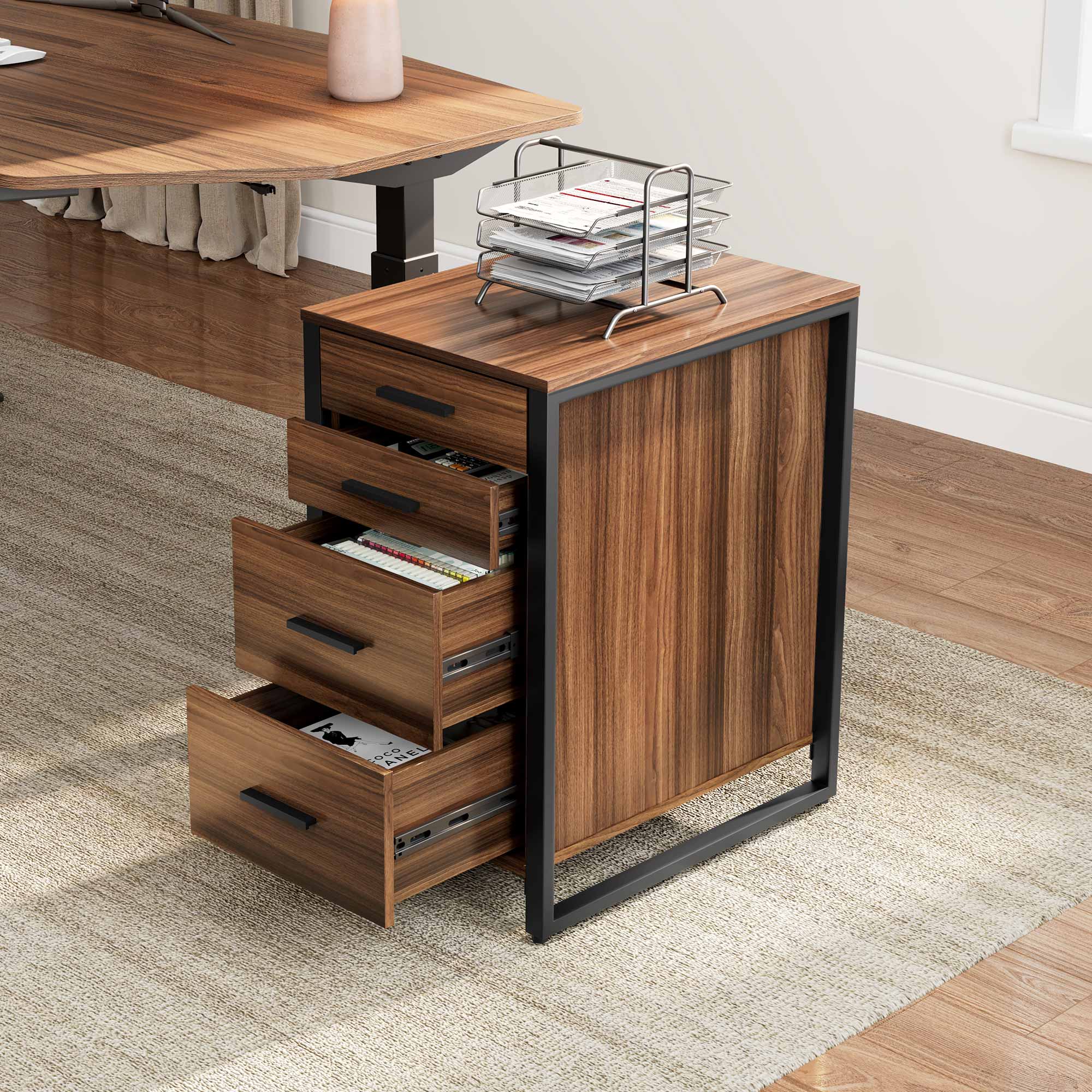 28" File Storage Cabinet With Office Four-Drawers, Walnut - Image 12
