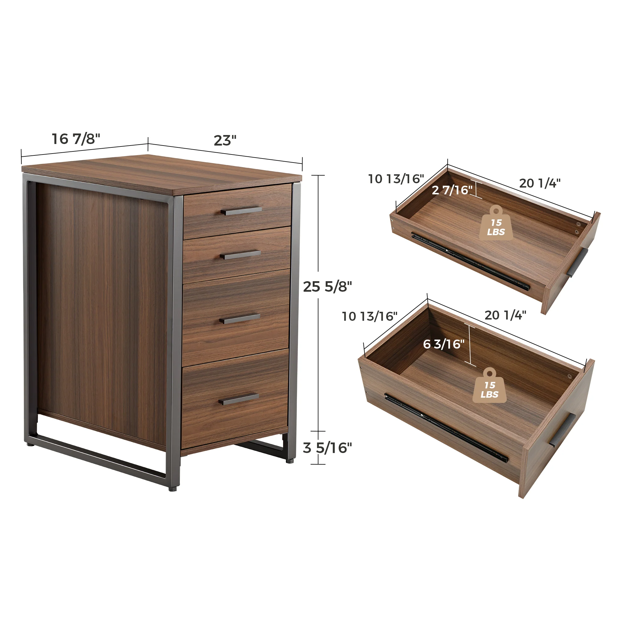 28" File Storage Cabinet With Office Four-Drawers, Walnut - Image 18