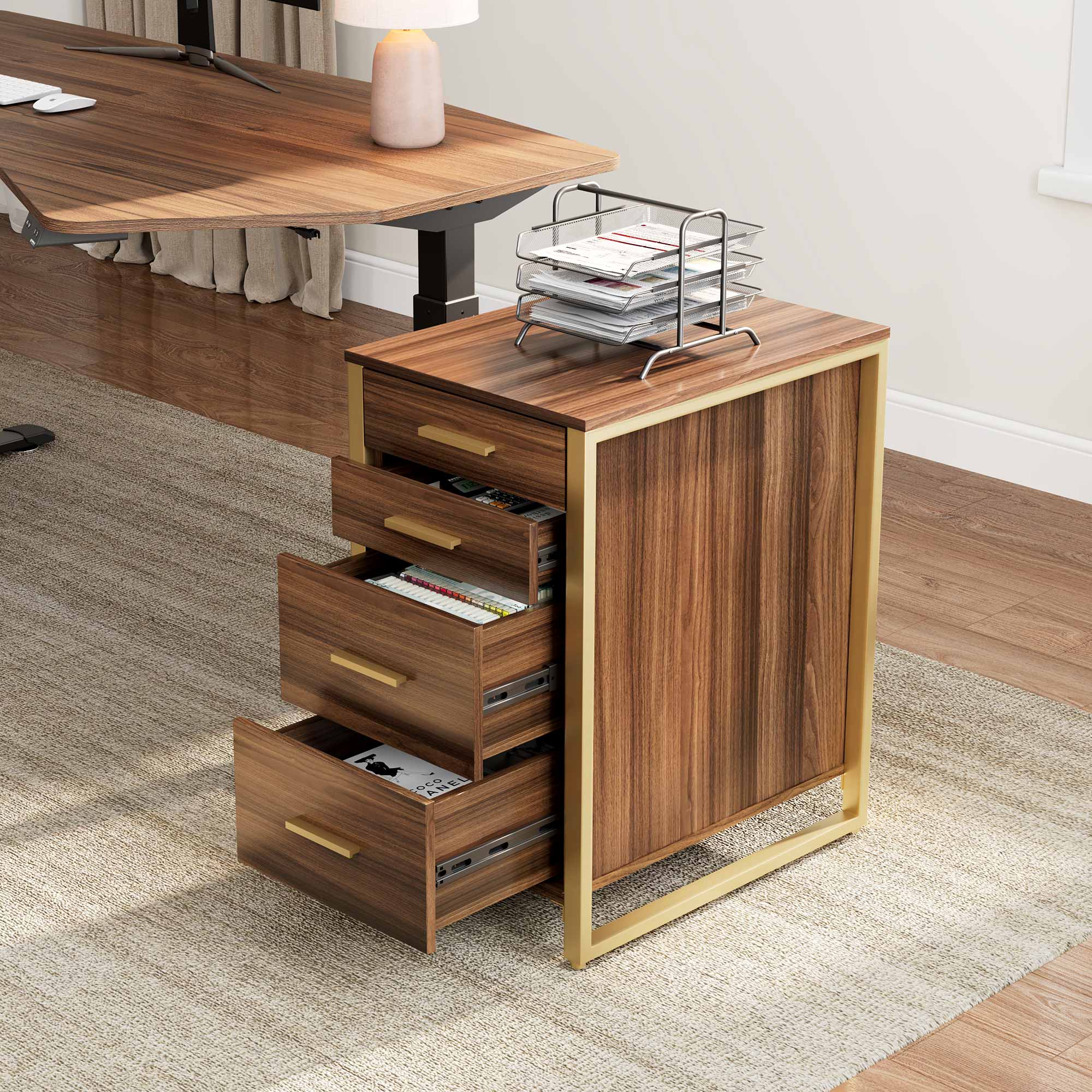 28" File Storage Cabinet With Office Four-Drawers, Walnut - Image 3