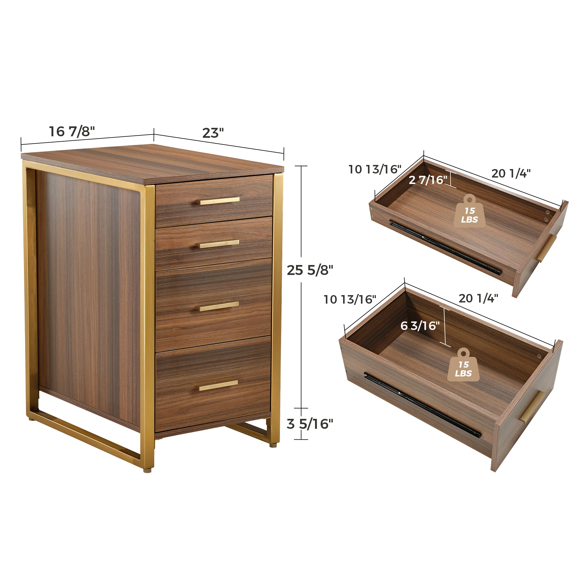 28" File Storage Cabinet With Office Four-Drawers, Walnut - Image 9