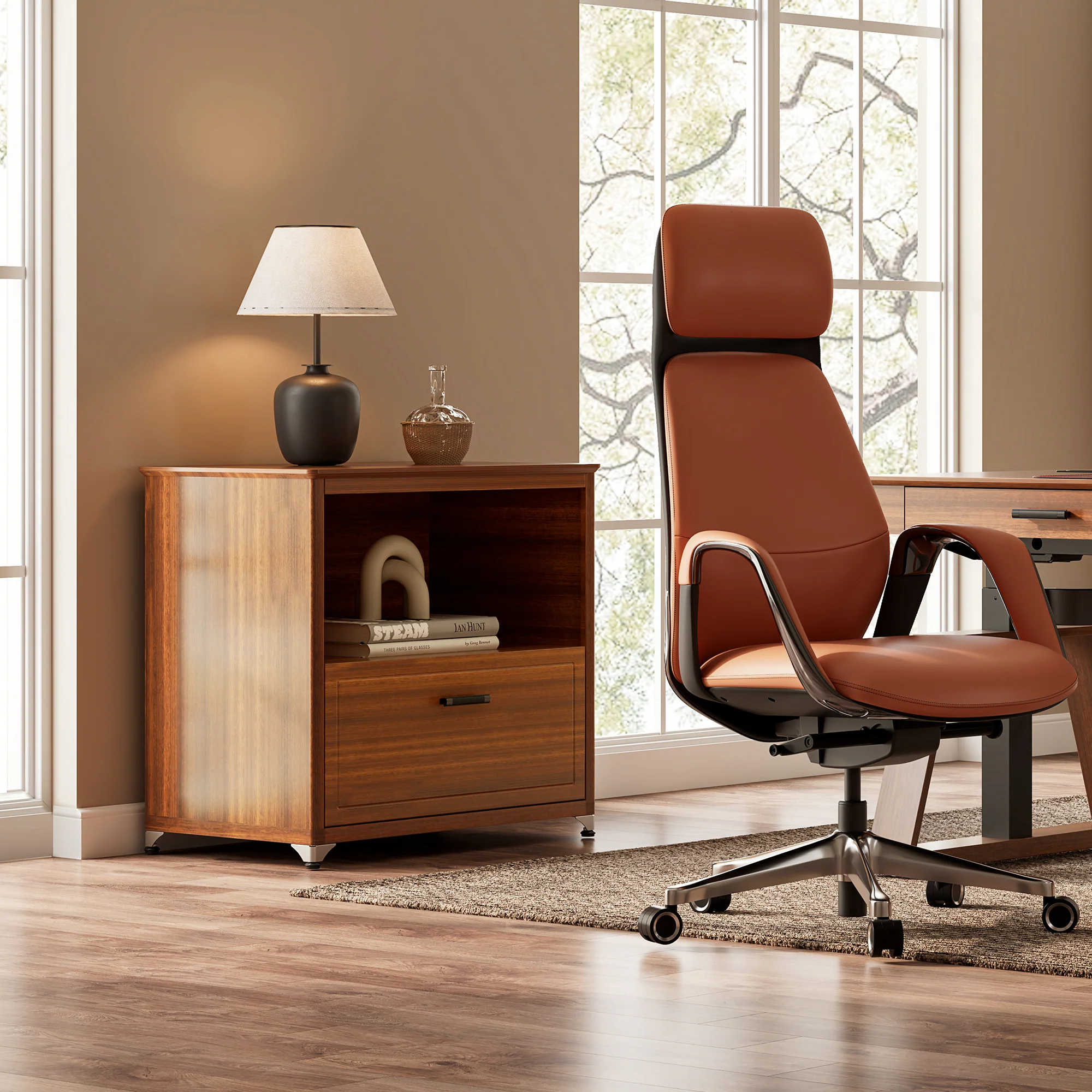 29'' Display File Storage Cabinet, Dark Walnut - Image 3