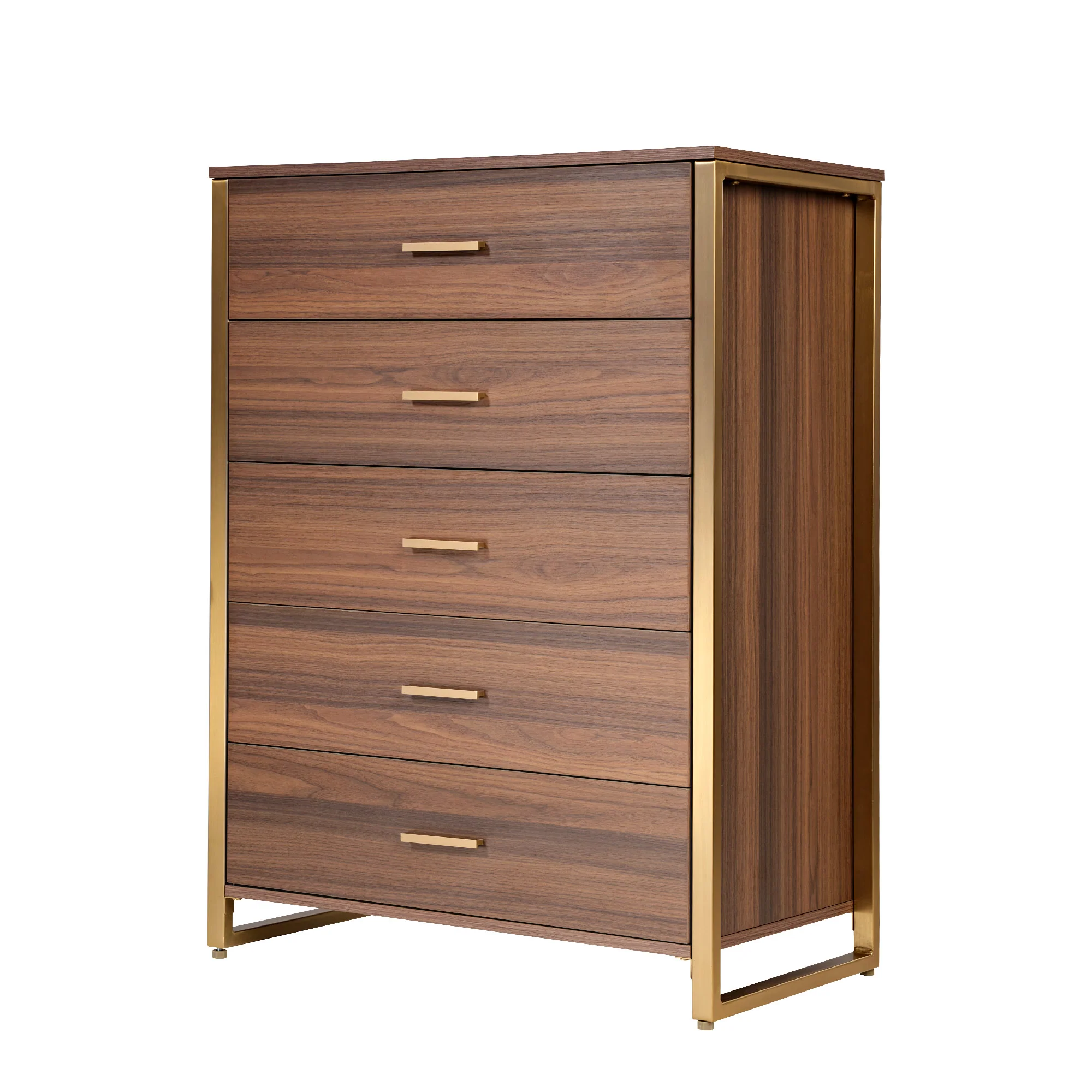 42" Chest 5-Drawers Dresser Accent Cabinet Walnut - Image 17
