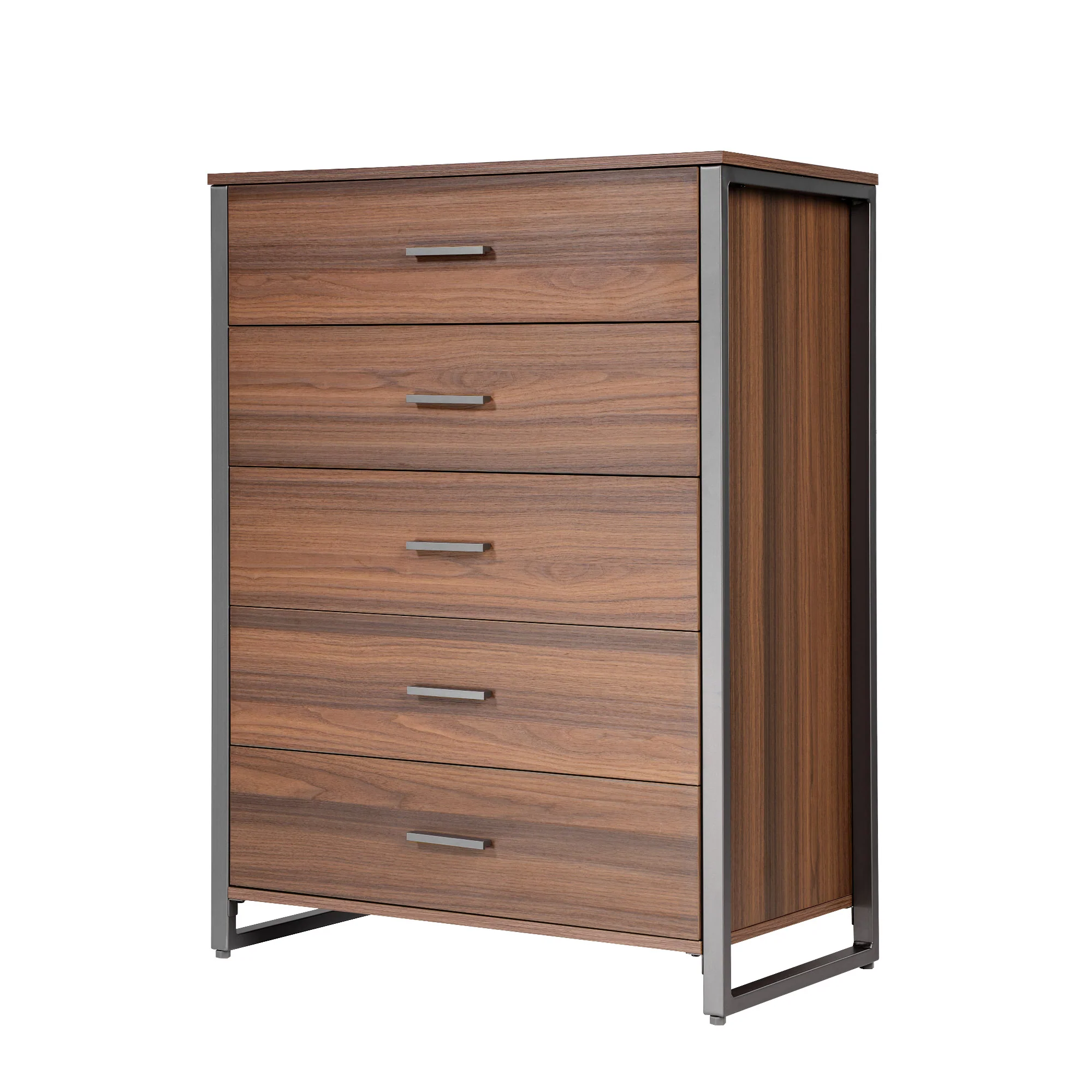 42" Chest 5-Drawers Dresser Accent Cabinet Walnut - Image 8