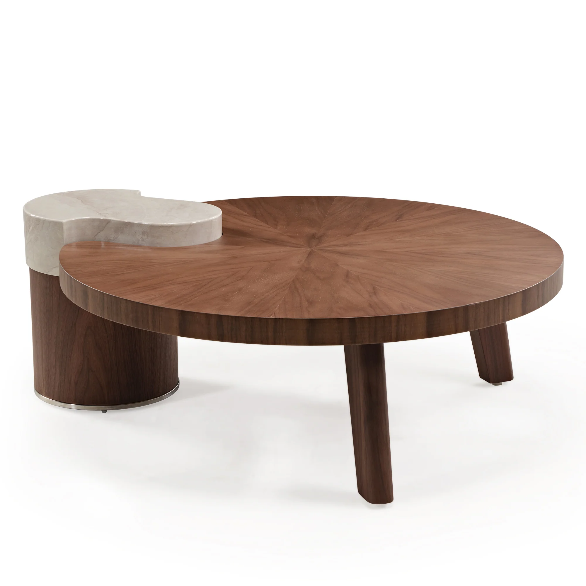 41" Irregular Round Solid Wood Walnut Coffee Table - Image 12