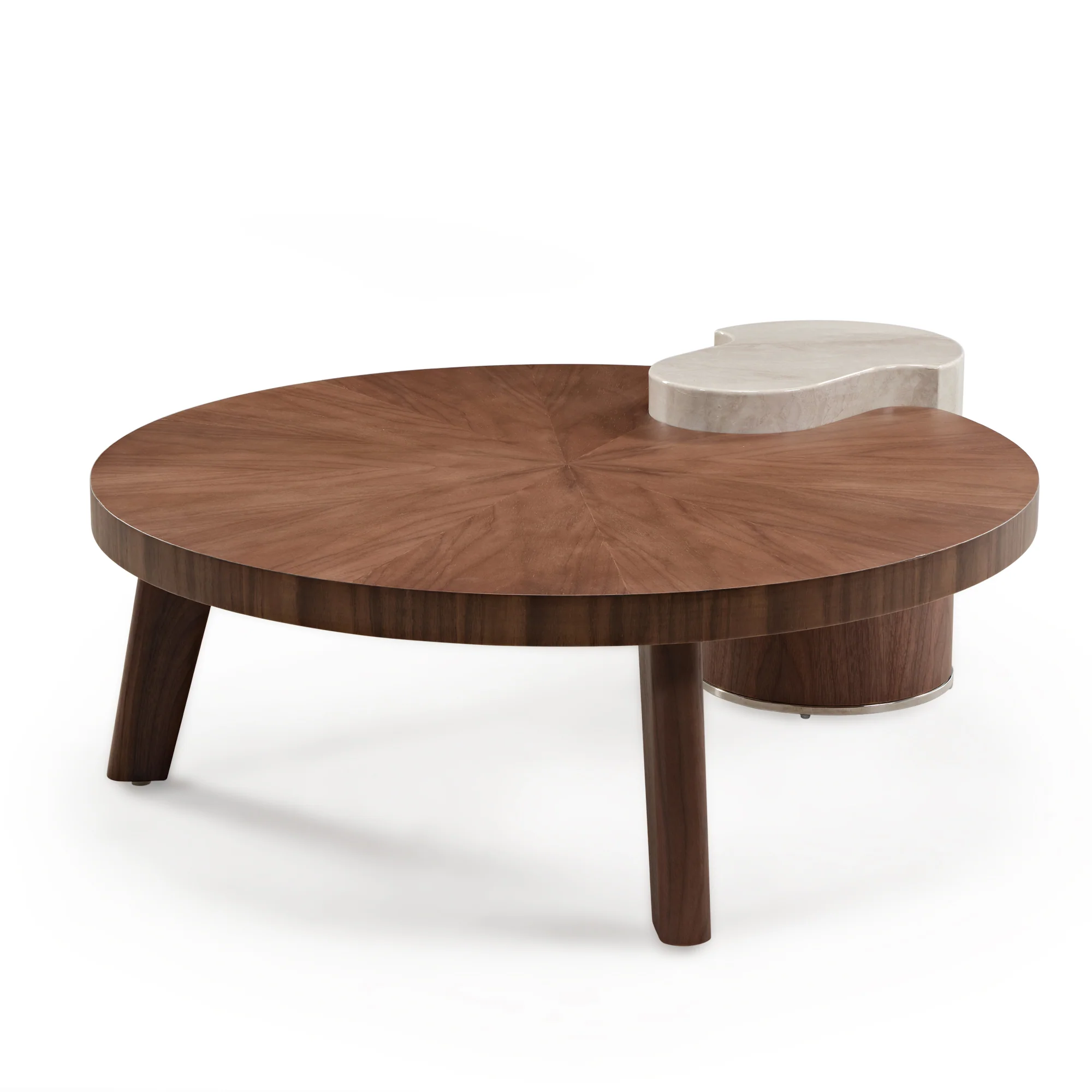 41" Irregular Round Solid Wood Walnut Coffee Table - Image 13