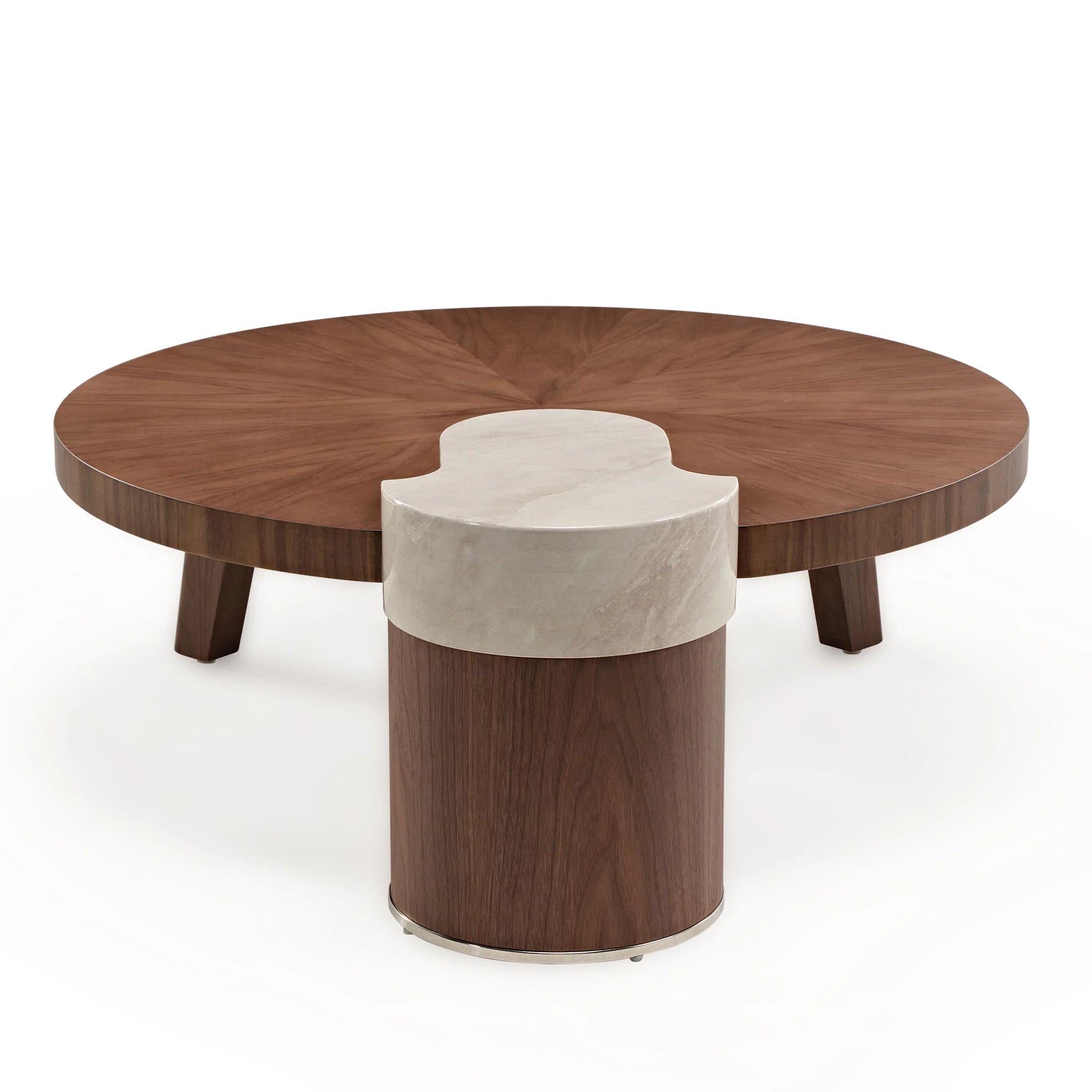 41" Irregular Round Solid Wood Walnut Coffee Table - Image 14