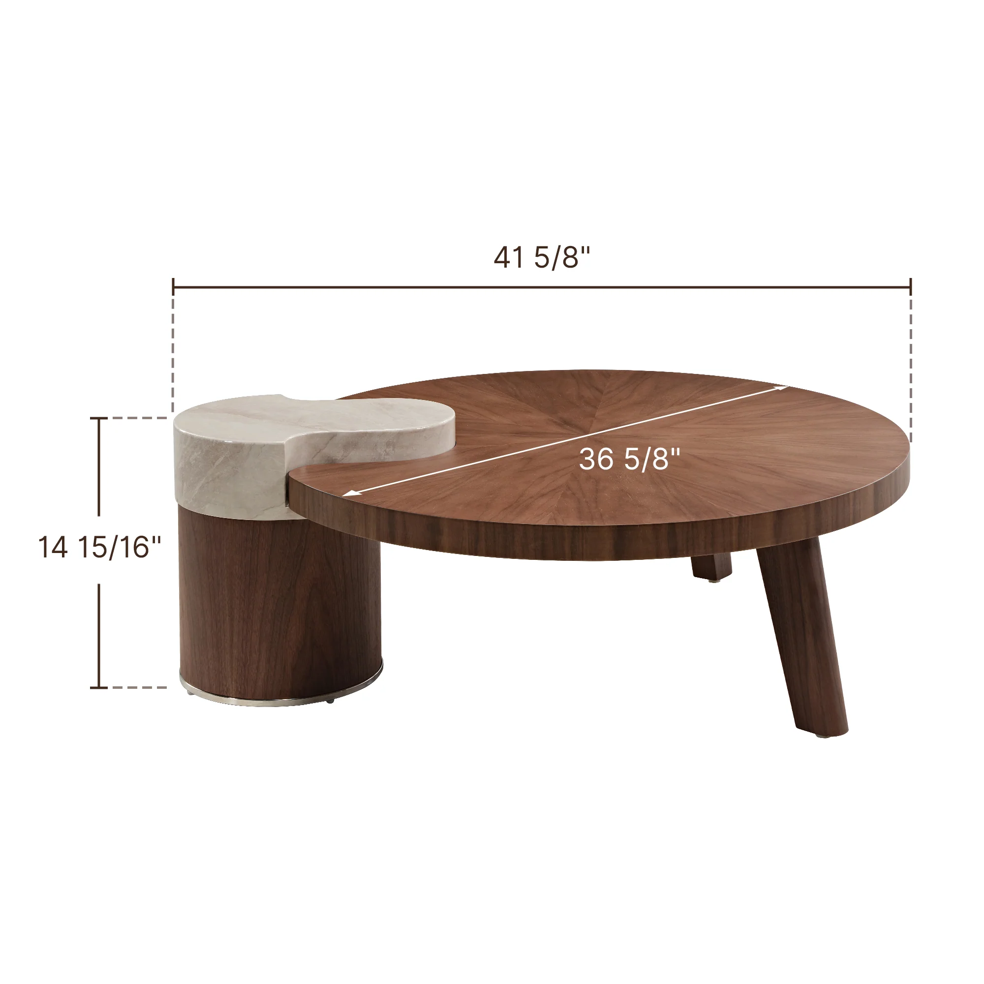 41" Irregular Round Solid Wood Walnut Coffee Table - Image 16
