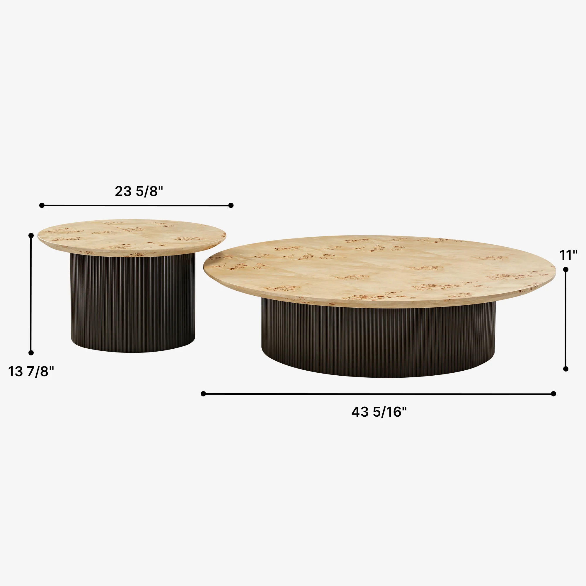 43" Birch Wood Veneer Coffee Table Set of 2 - Image 14
