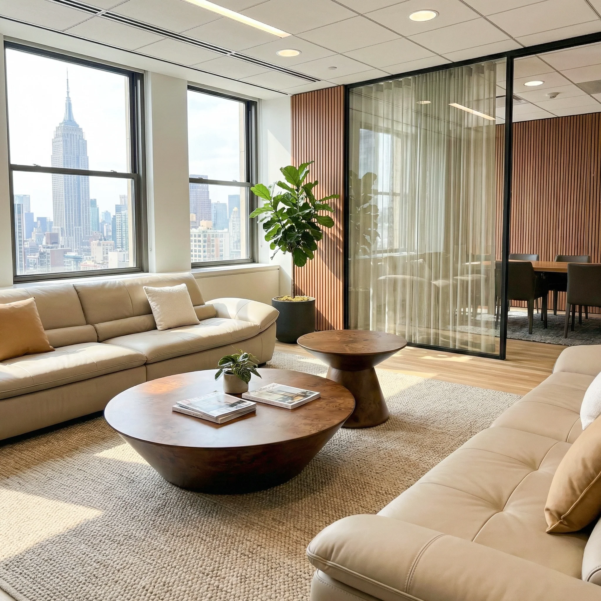 43" Brown Round Coffee Table Set of 2 - Image 3