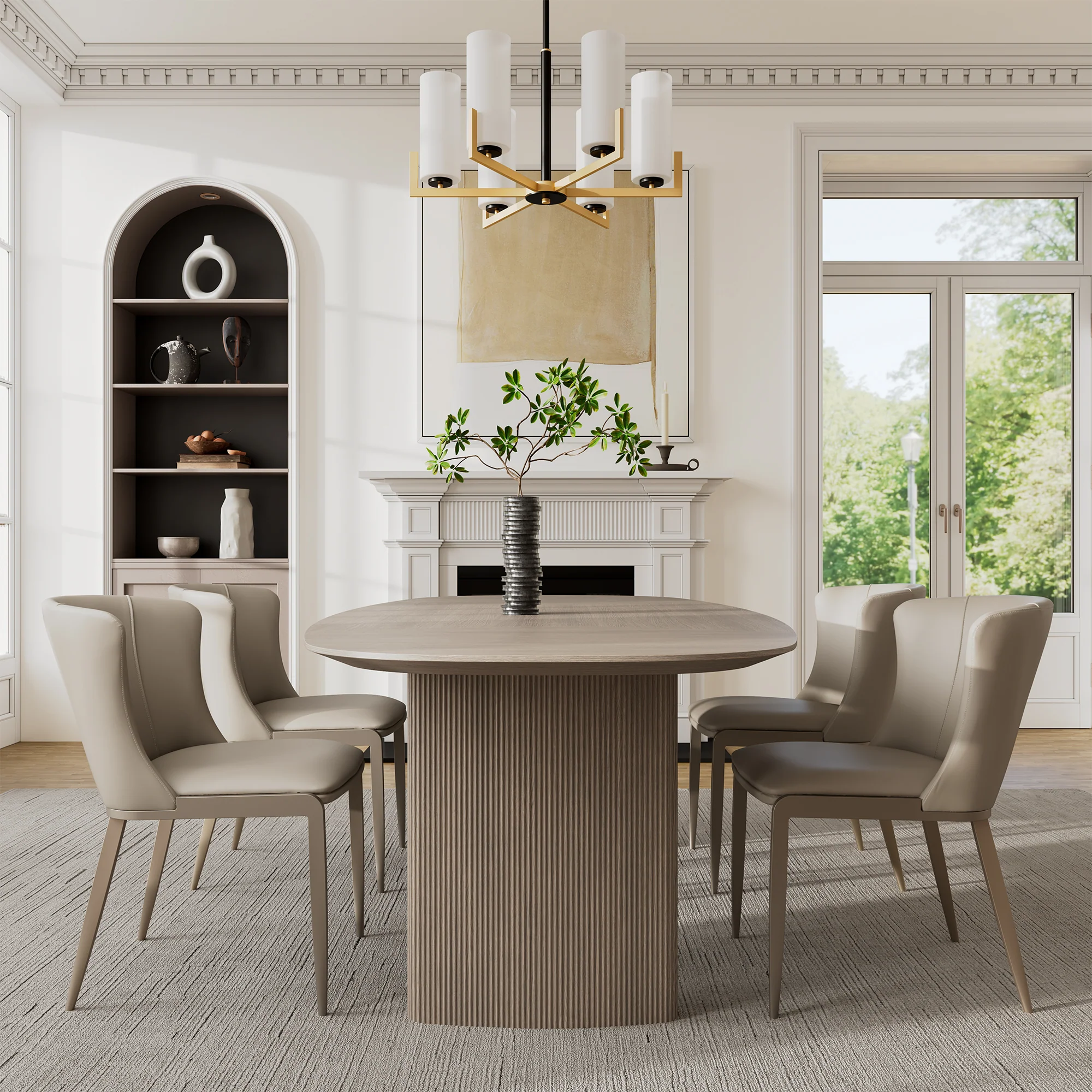 Stella, 86.06" Oval Dining Table, Gray - Image 6