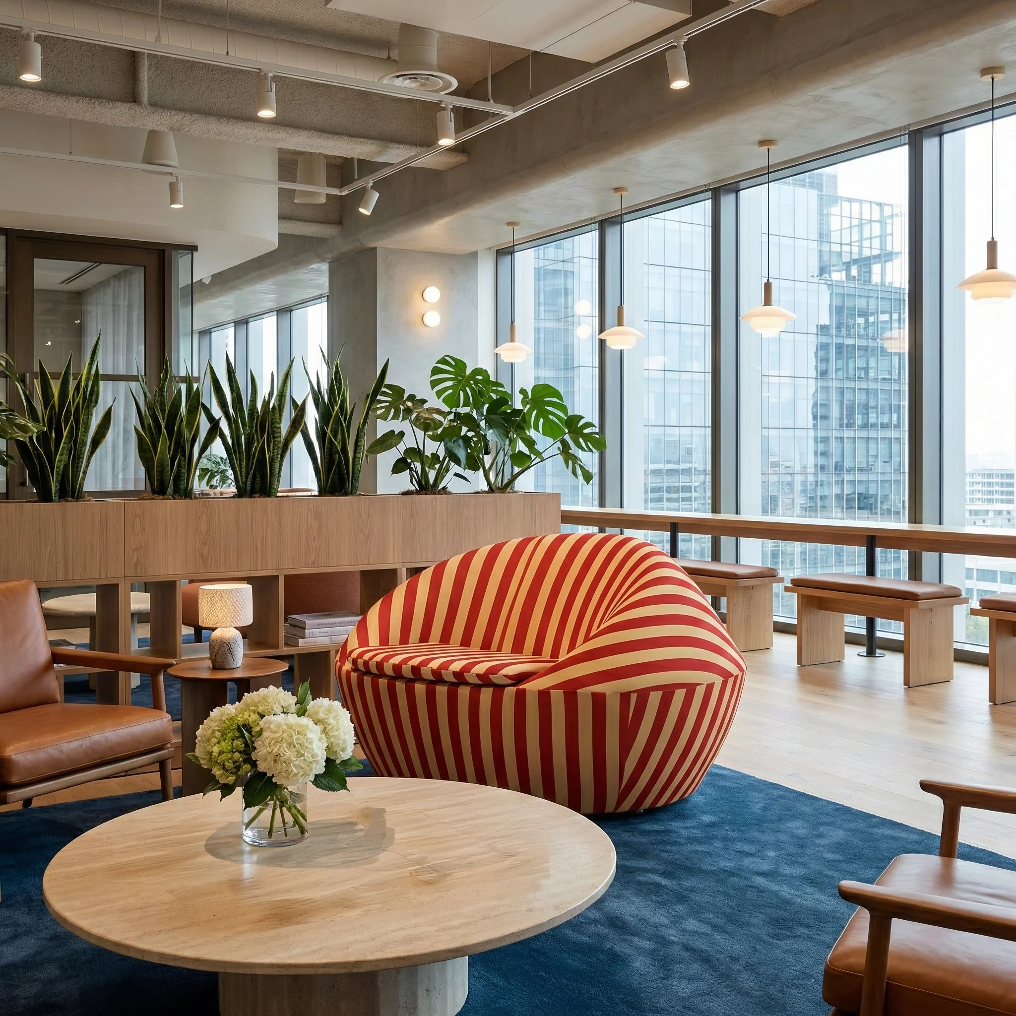 Lounge Chair-Red Yellow & Blue Yellow Stripe - Image 3