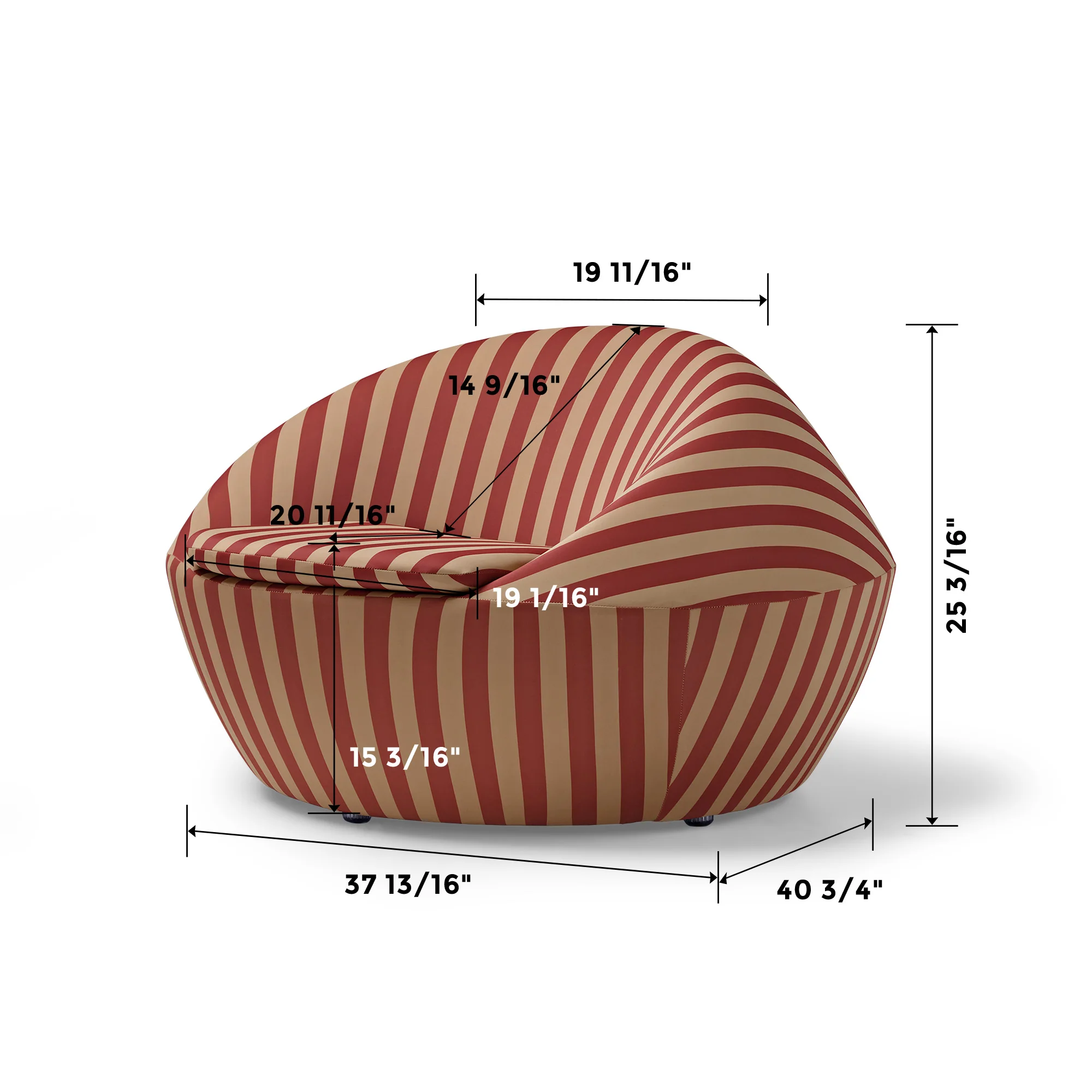 Lounge Chair-Red Yellow & Blue Yellow Stripe - Image 9