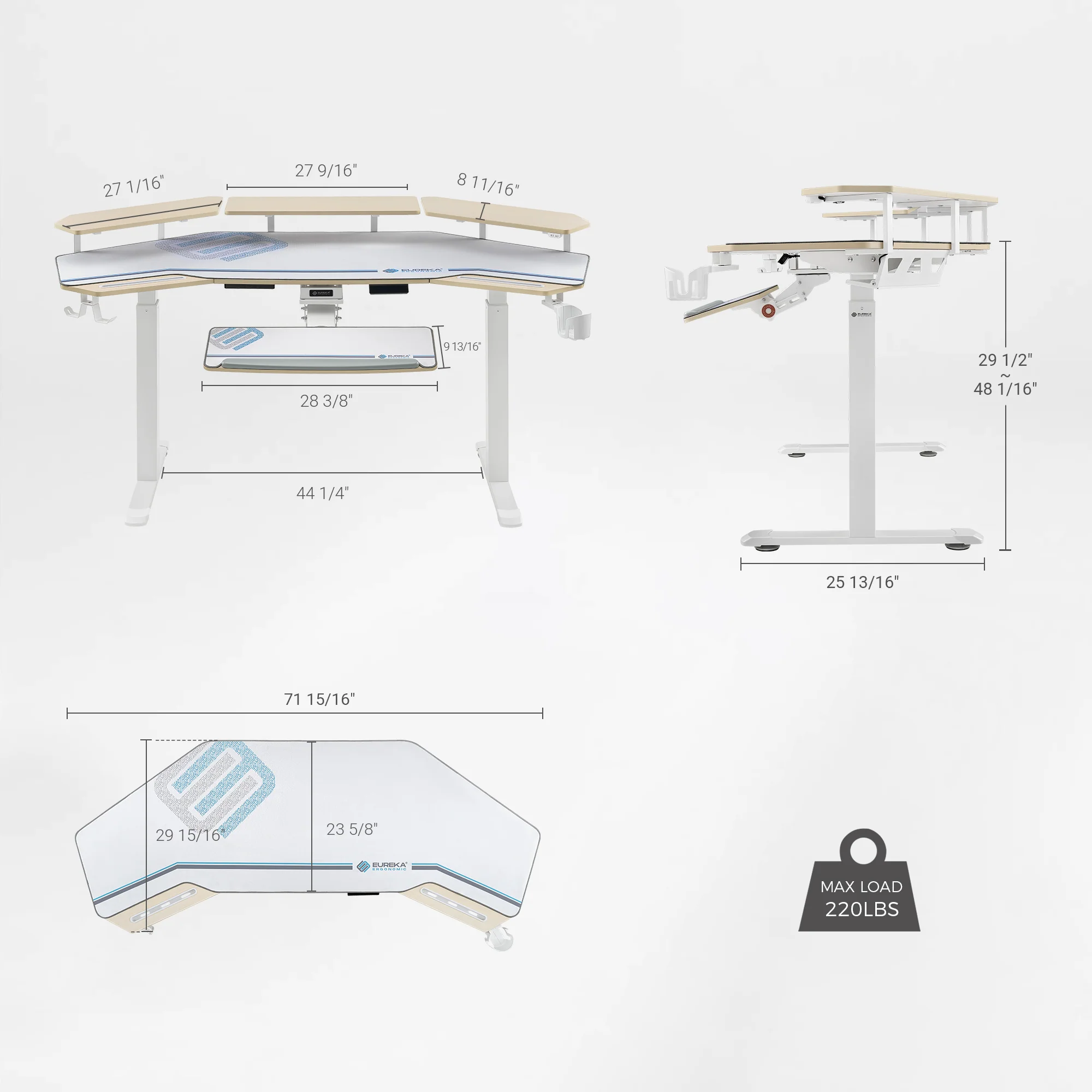 Aero Pro Wing-Shaped Standing Desk (72"x23") - Image 37