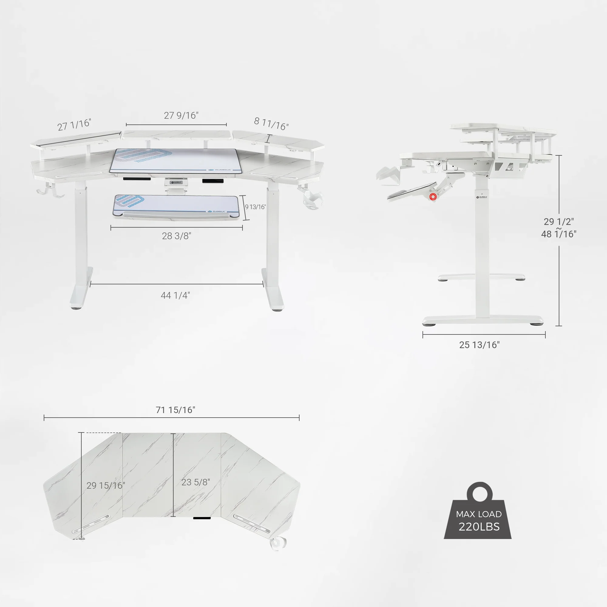 Aero Pro Wing-Shaped Standing Desk (72"x23") - Image 46