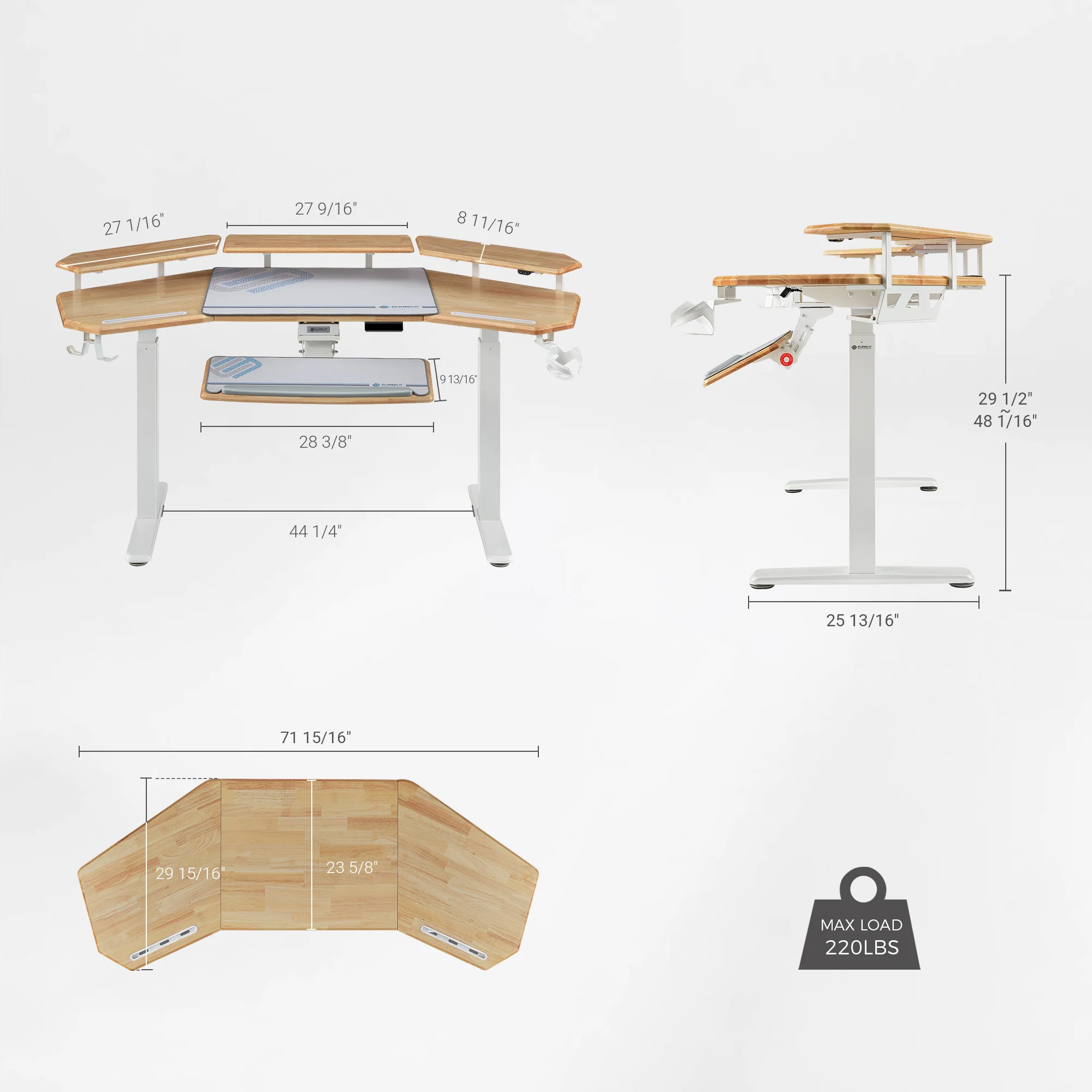 Aero Pro Wing-Shaped Standing Desk (72"x23") - Image 56