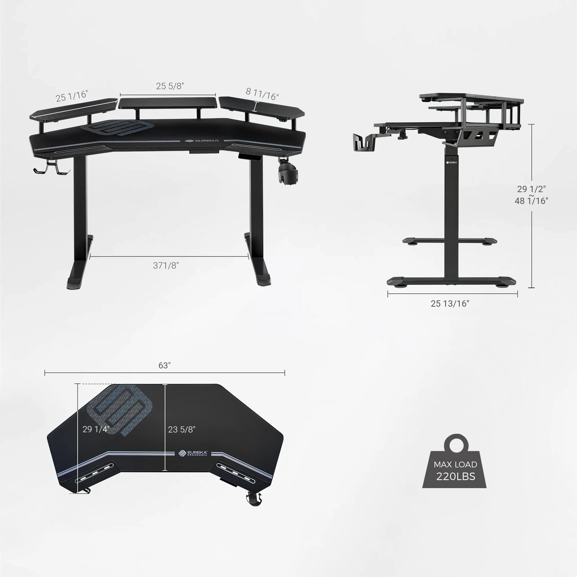 Aero Pro Wing Shaped Standing Desk (63"x23") - Image 11