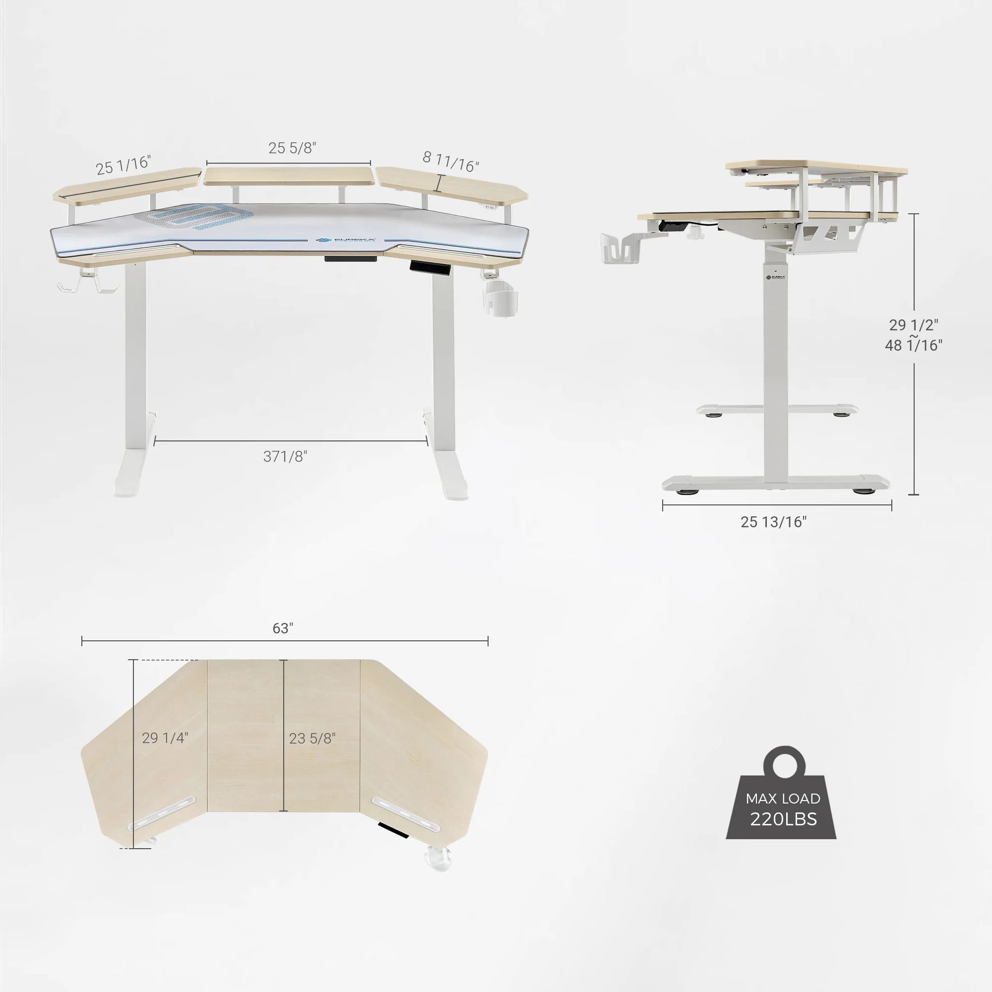 Aero Pro Wing Shaped Standing Desk (63"x23") - Image 23