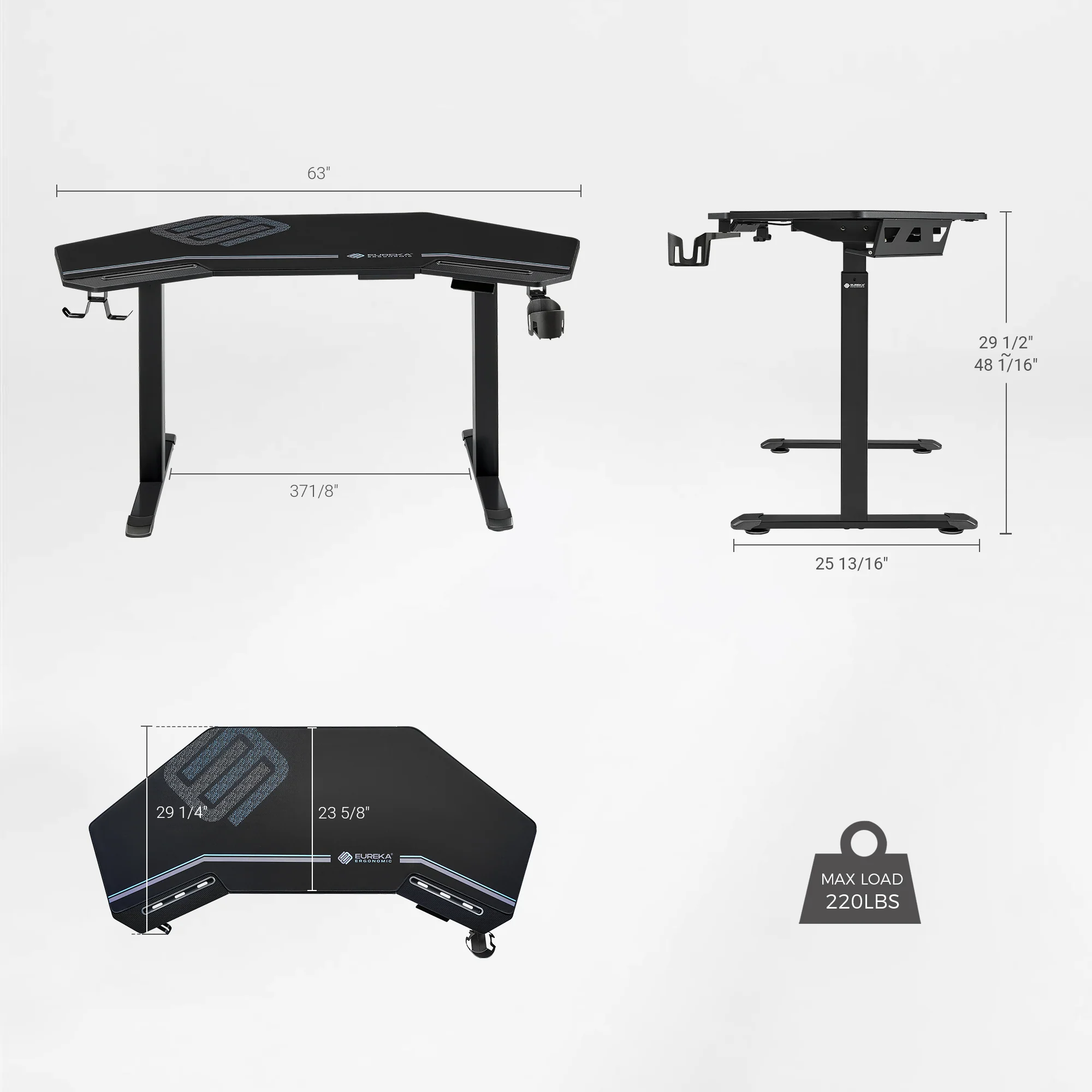 Aero Pro Wing Shaped Standing Desk (63"x23") - Image 44