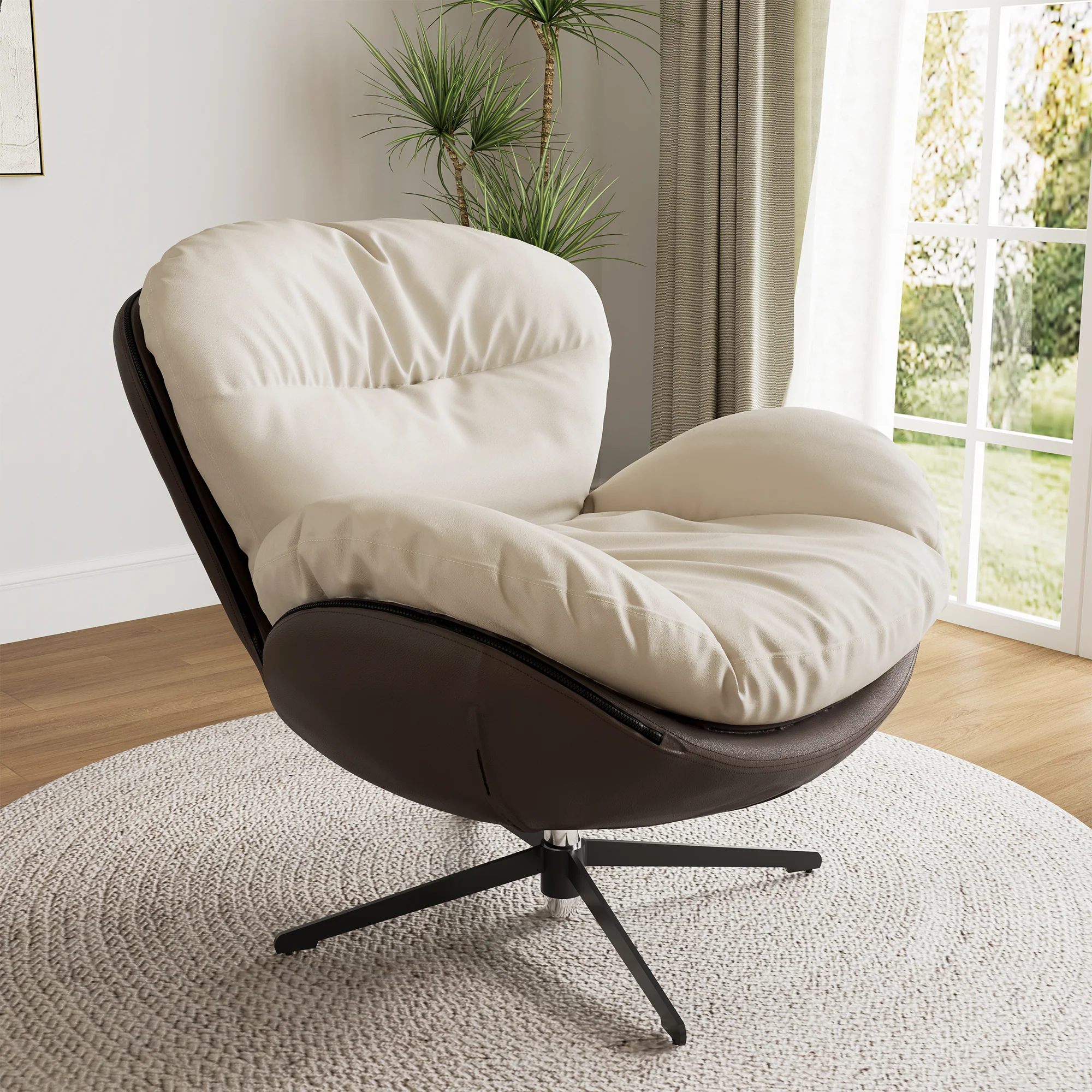 Alexia, Comfy Soft Swivel Lounge Chair, Gray - Image 4