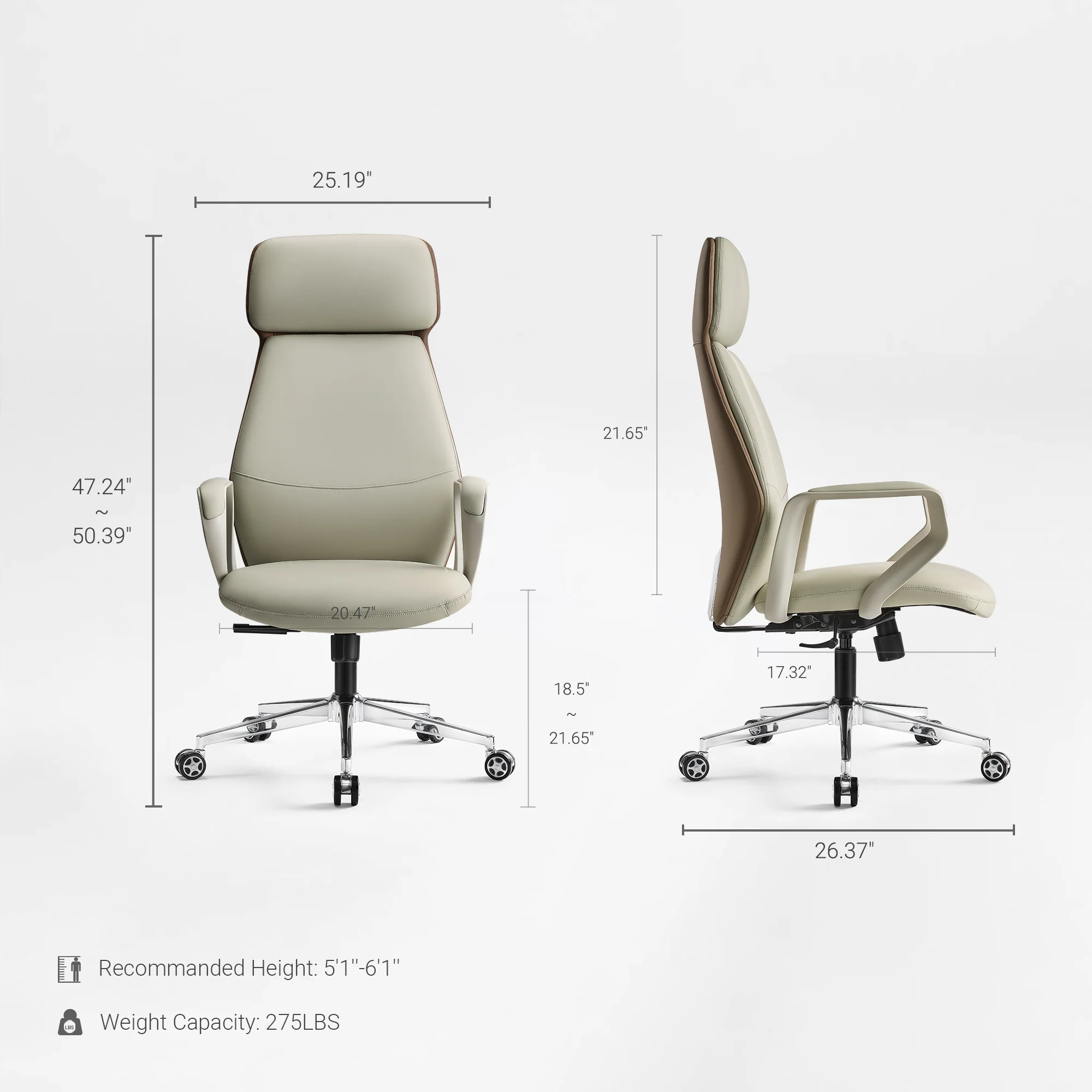 [Coming Soon]Aric, Faux Leather Executive Office Chair - Image 18