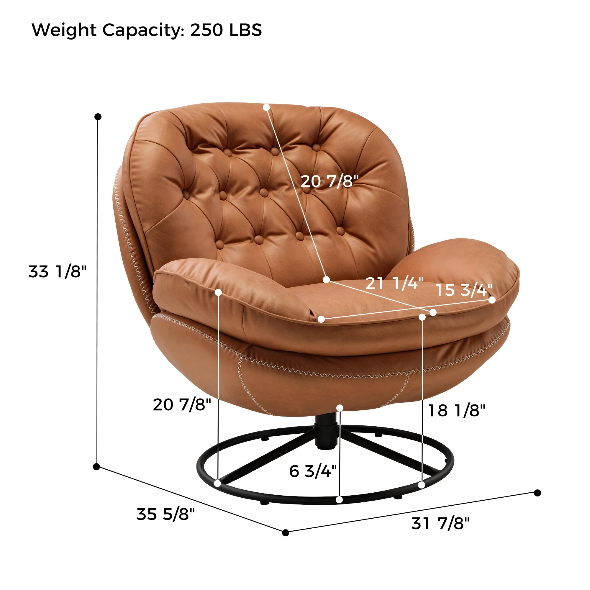Camden, Modern Swivel Lounge Chair - Image 12