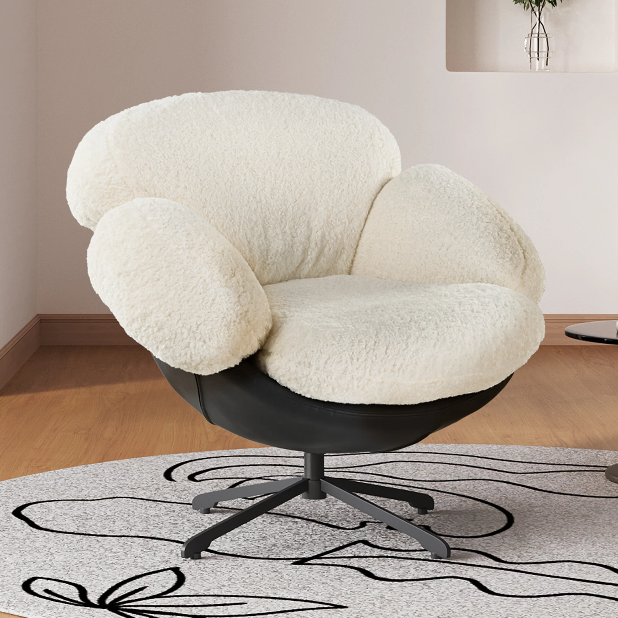 Cara, Modern Comfy Swivel Lounge Chair, White - Image 10