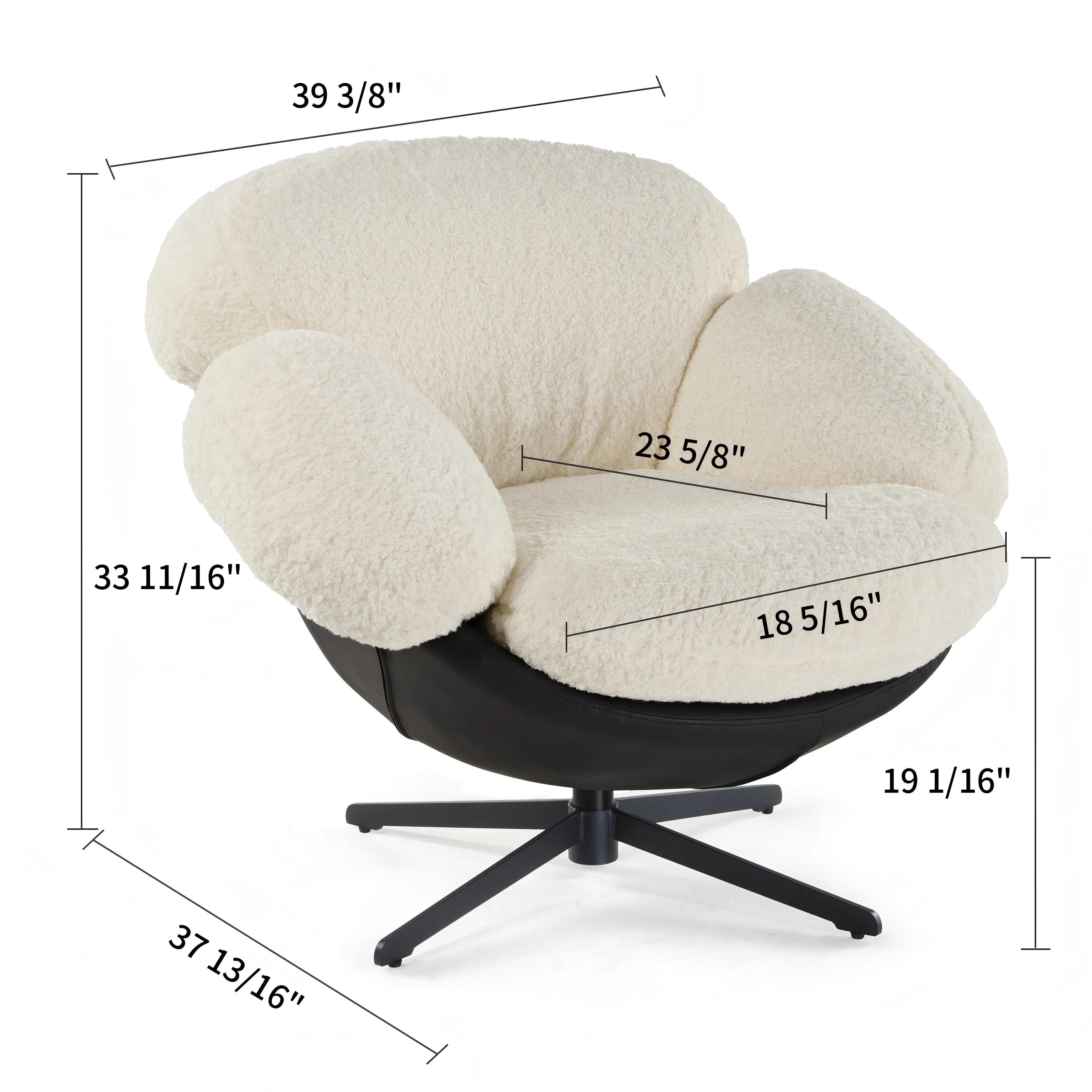 Cara, Modern Comfy Swivel Lounge Chair, White - Image 17