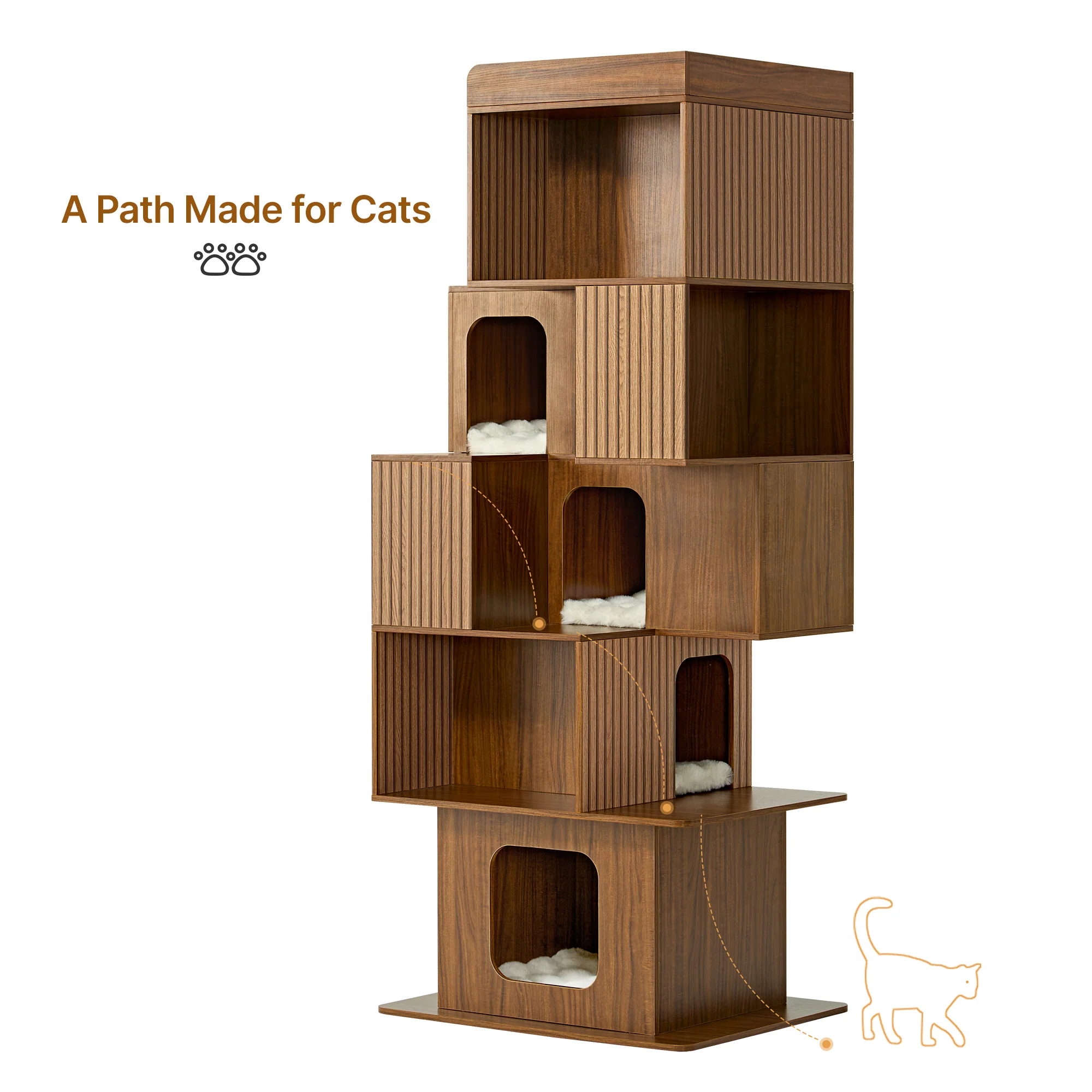 Pawlio, 72" Owner & Pet Shared Bookshelf Cat Tree - Image 13