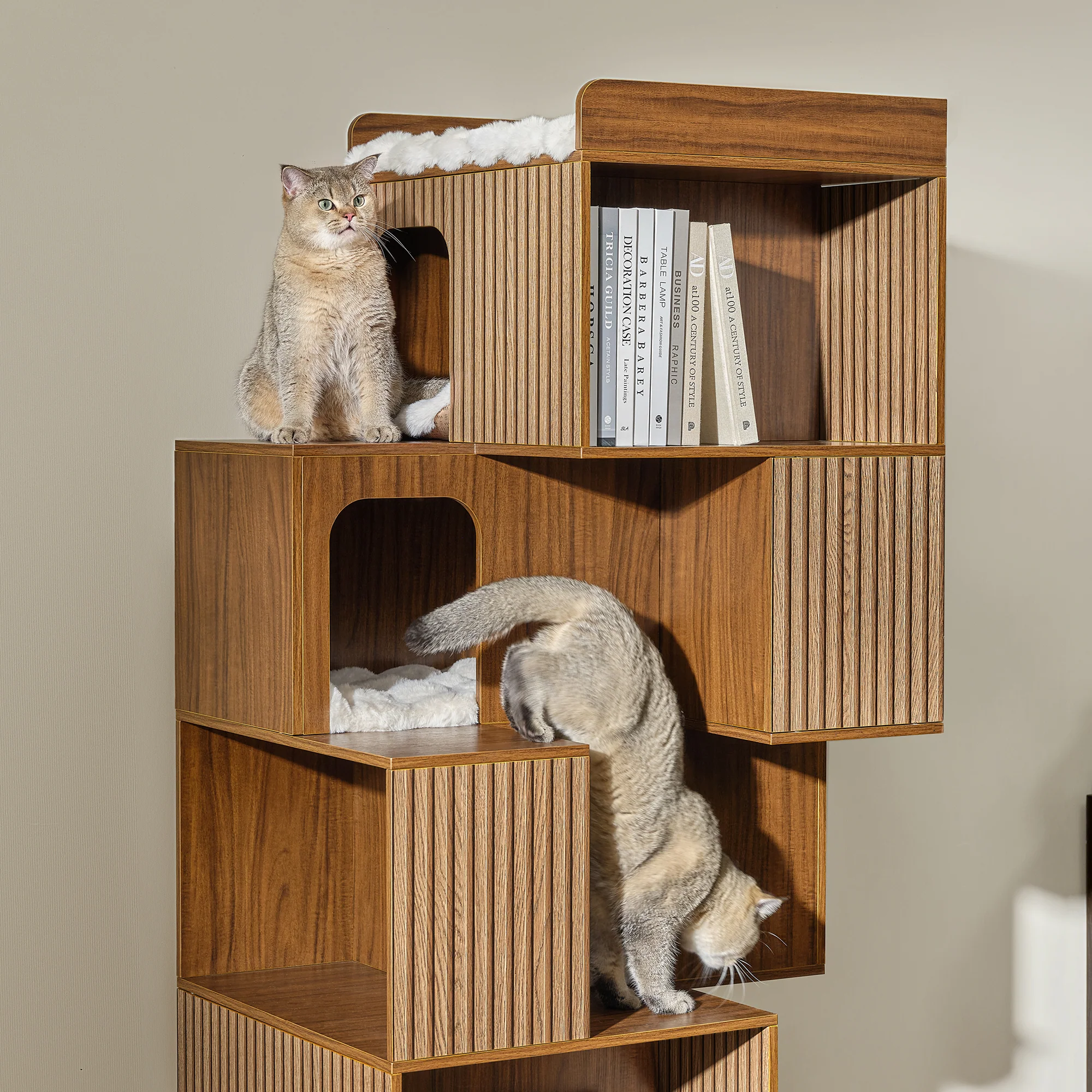Pawlio, 72" Owner & Pet Shared Bookshelf Cat Tree - Image 5