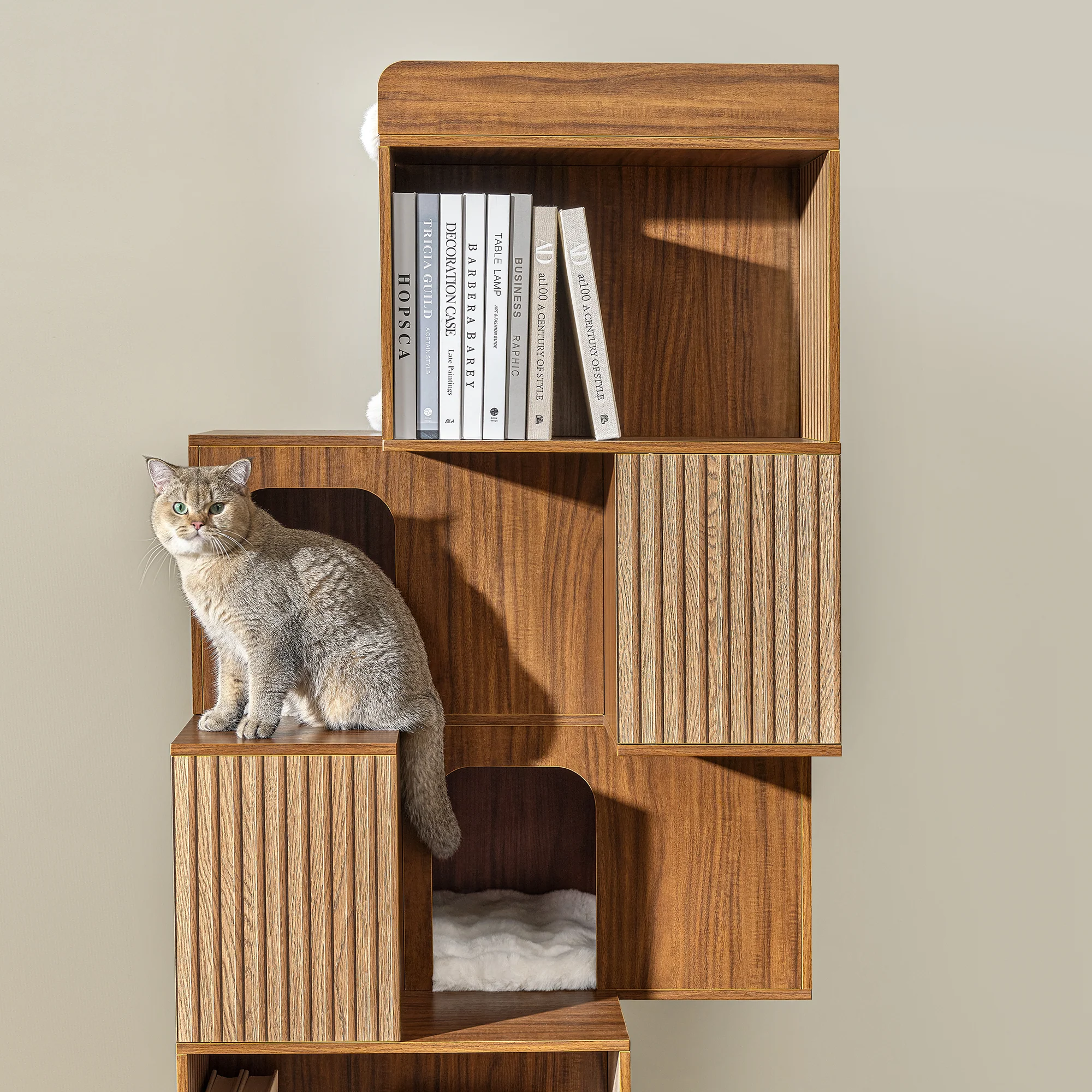 Pawlio, 72" Owner & Pet Shared Bookshelf Cat Tree - Image 9