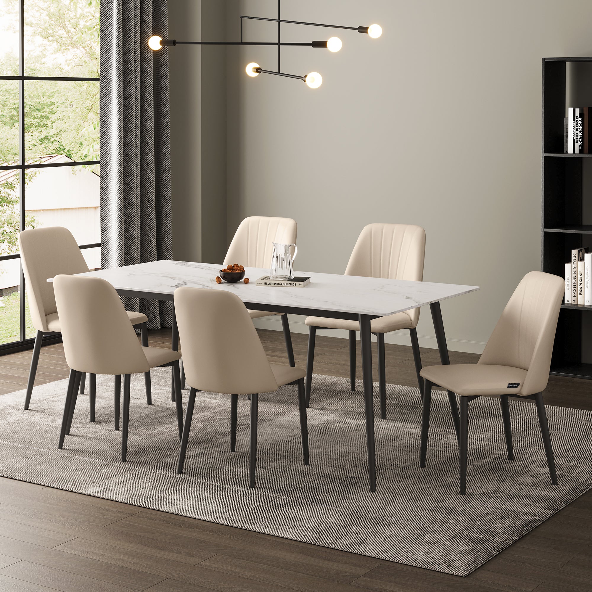 Chester, Upholstered Dining Side Chairs Set of 2, Off-white - Image 6