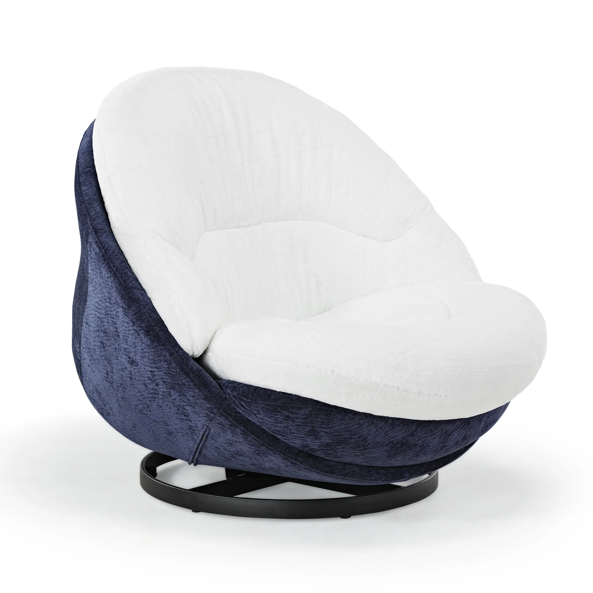 Gloria, Soft Upholstered Swivel Lounge Chair, White - Image 10