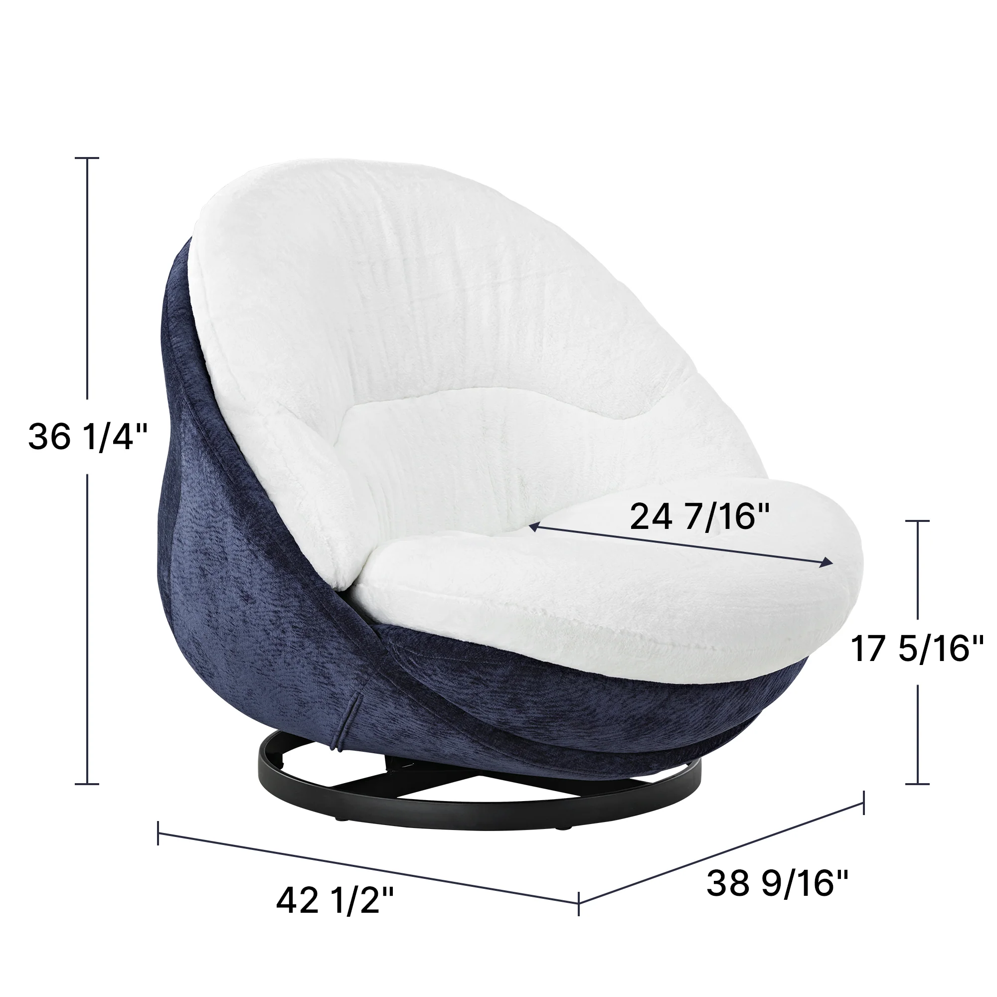 Gloria, Soft Upholstered Swivel Lounge Chair, White - Image 12