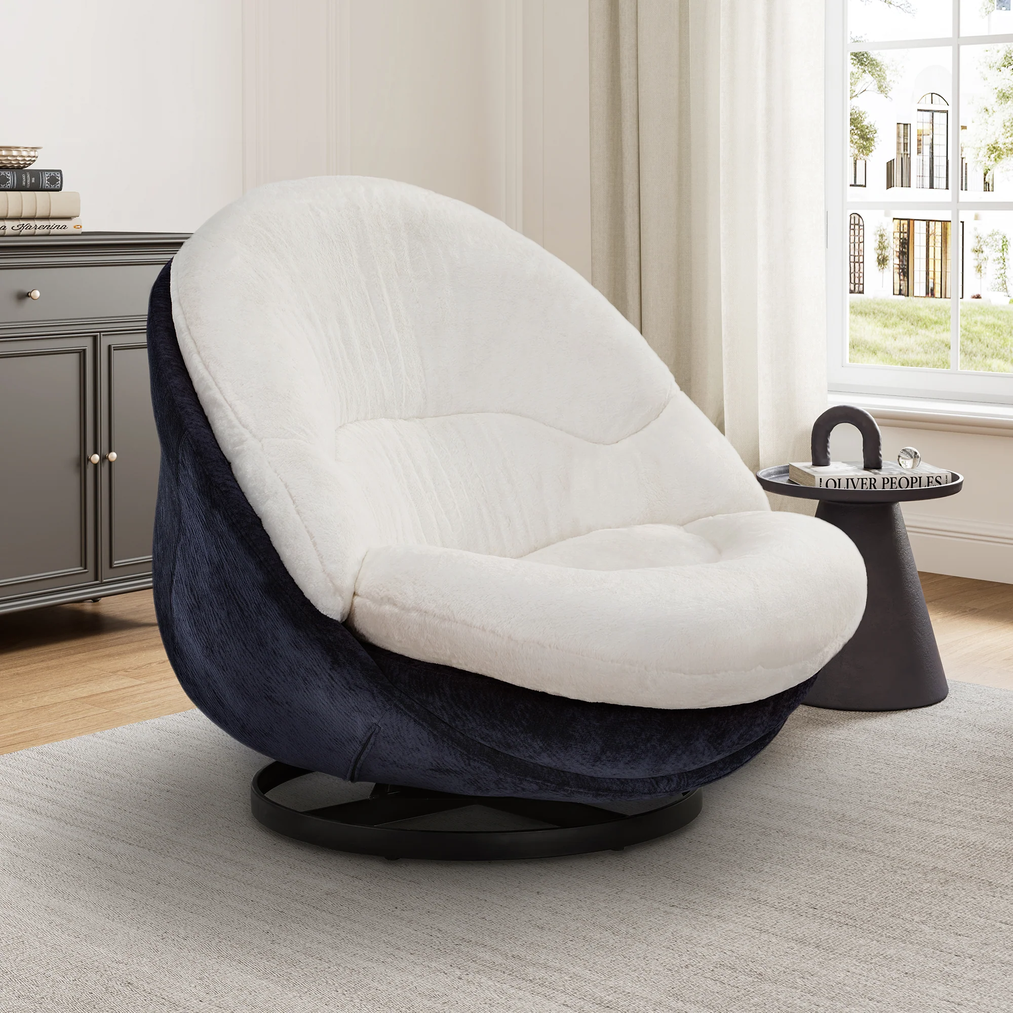 Gloria, Soft Upholstered Swivel Lounge Chair, White - Image 4