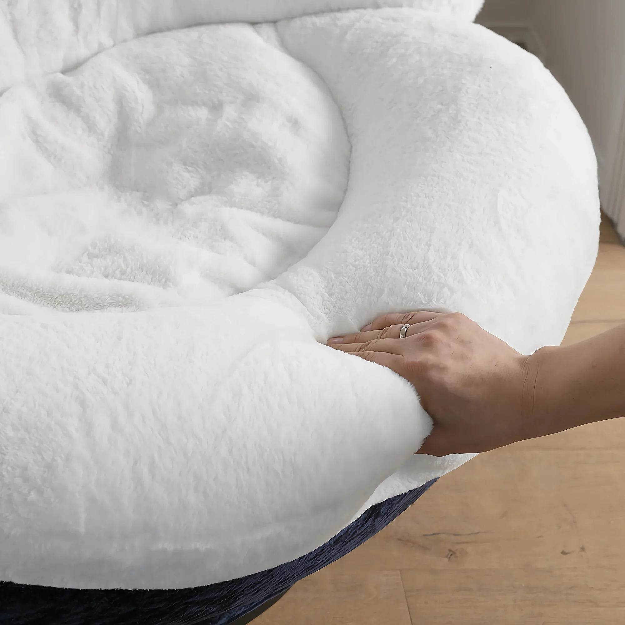 Gloria, Soft Upholstered Swivel Lounge Chair, White - Image 6