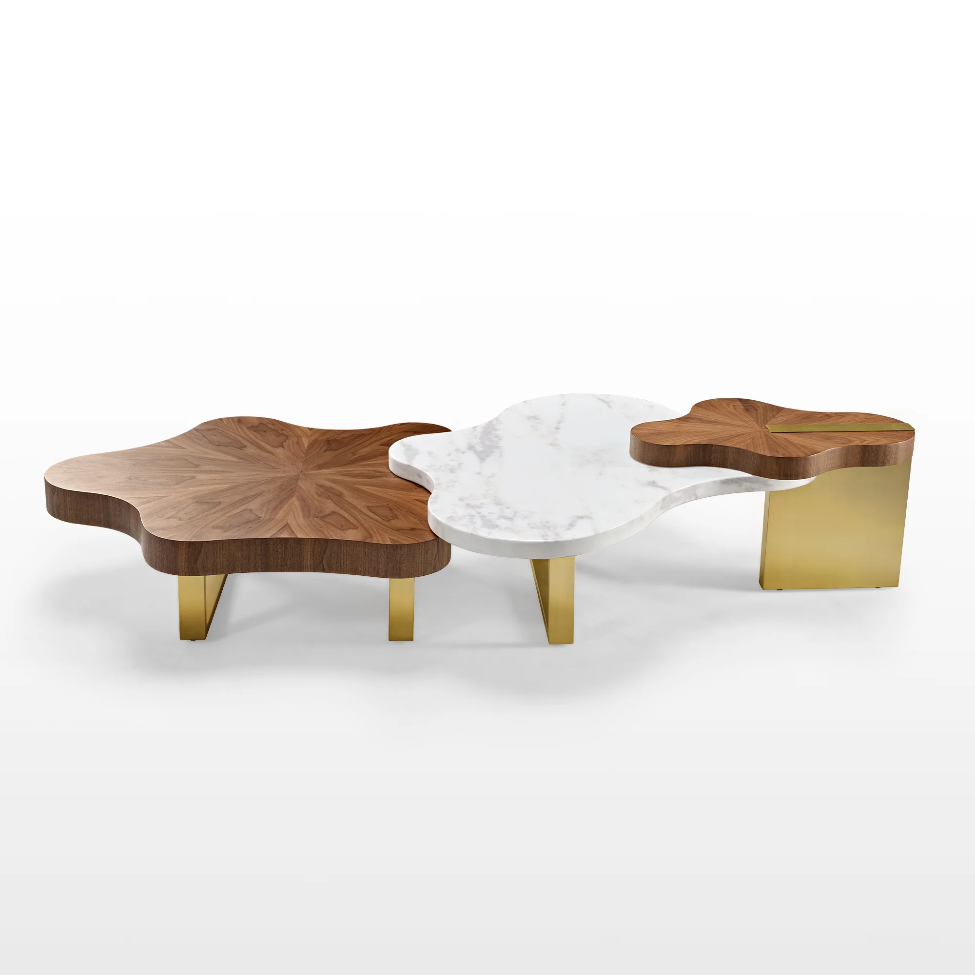 63" Cloud Shape Solid Wood Coffee Table Set - Image 13