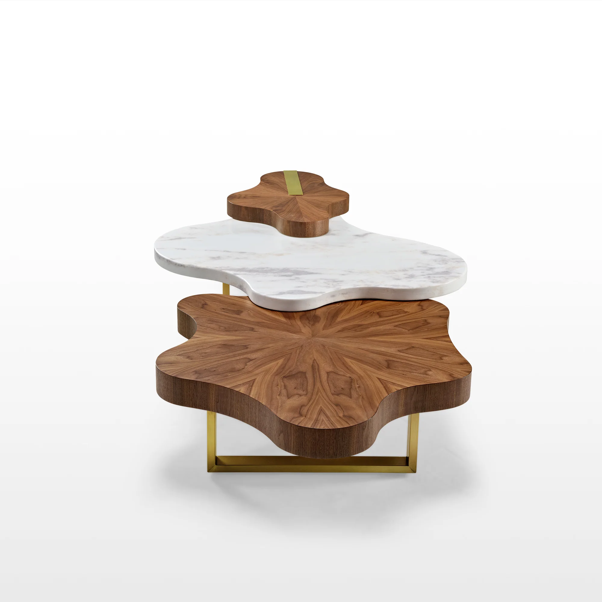 63" Cloud Shape Solid Wood Coffee Table Set - Image 14