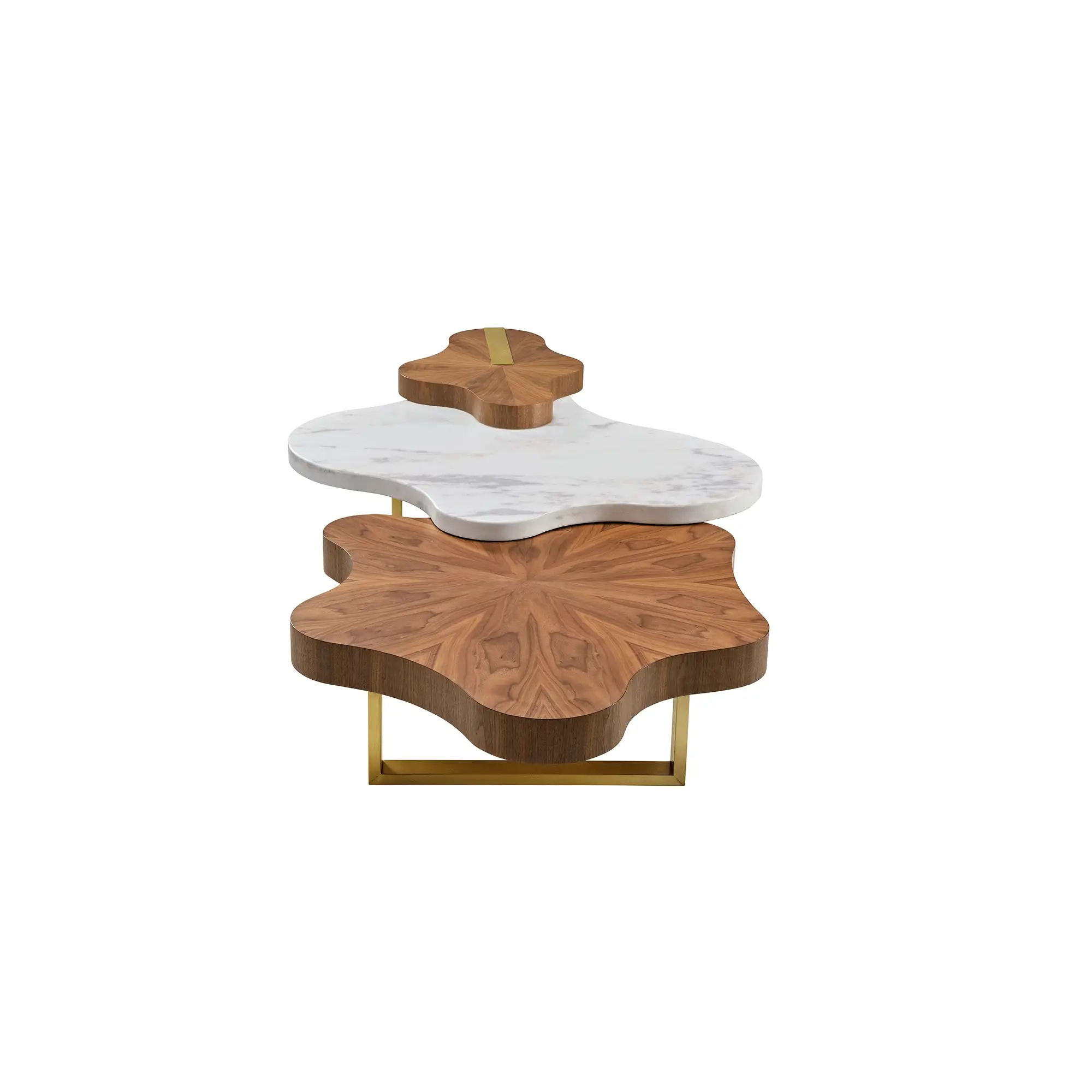 63" Cloud Shape Solid Wood Coffee Table Set - Image 4