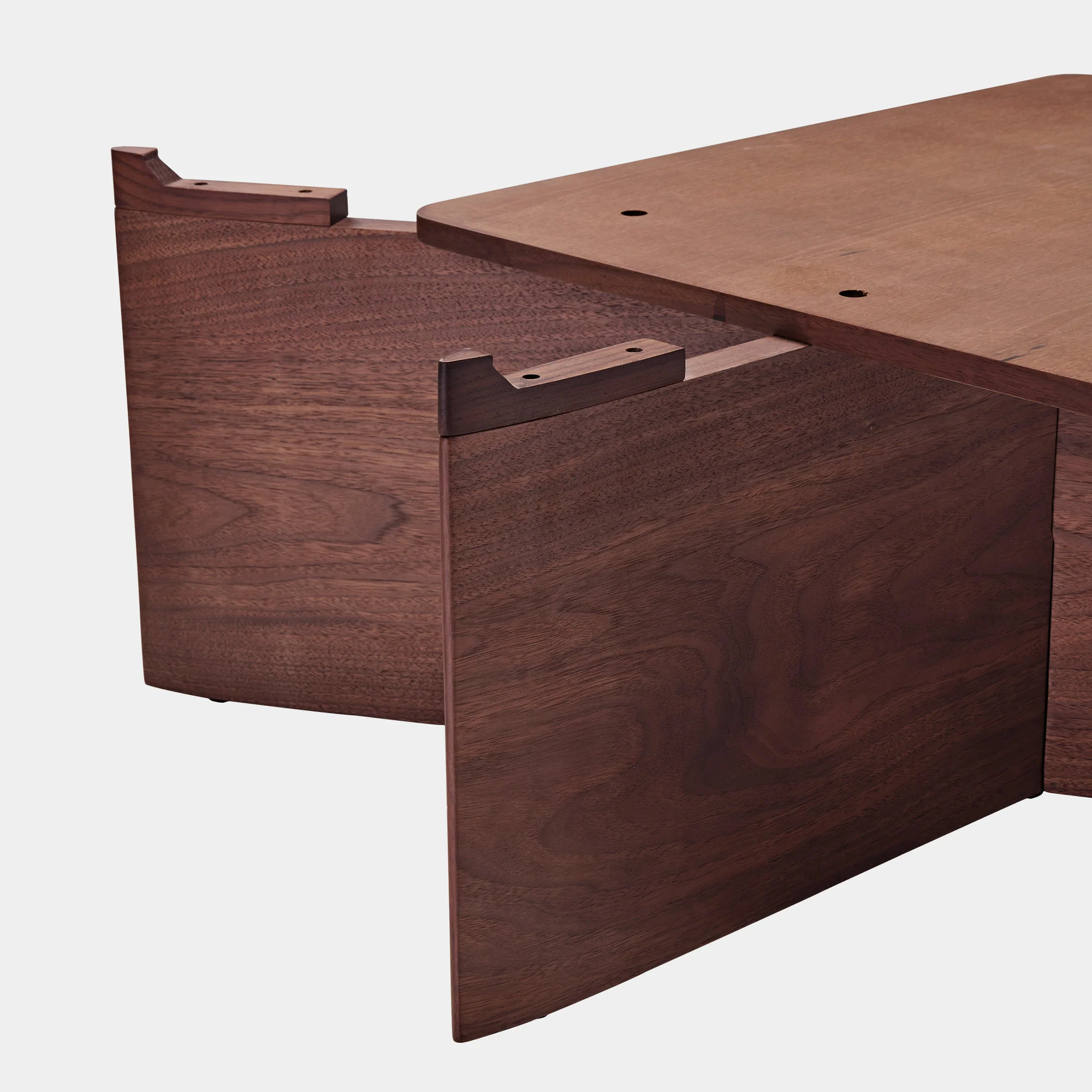 41" Walnut & Blue Jade Marble Irregular Coffee Table with Side Table Set - Image 12