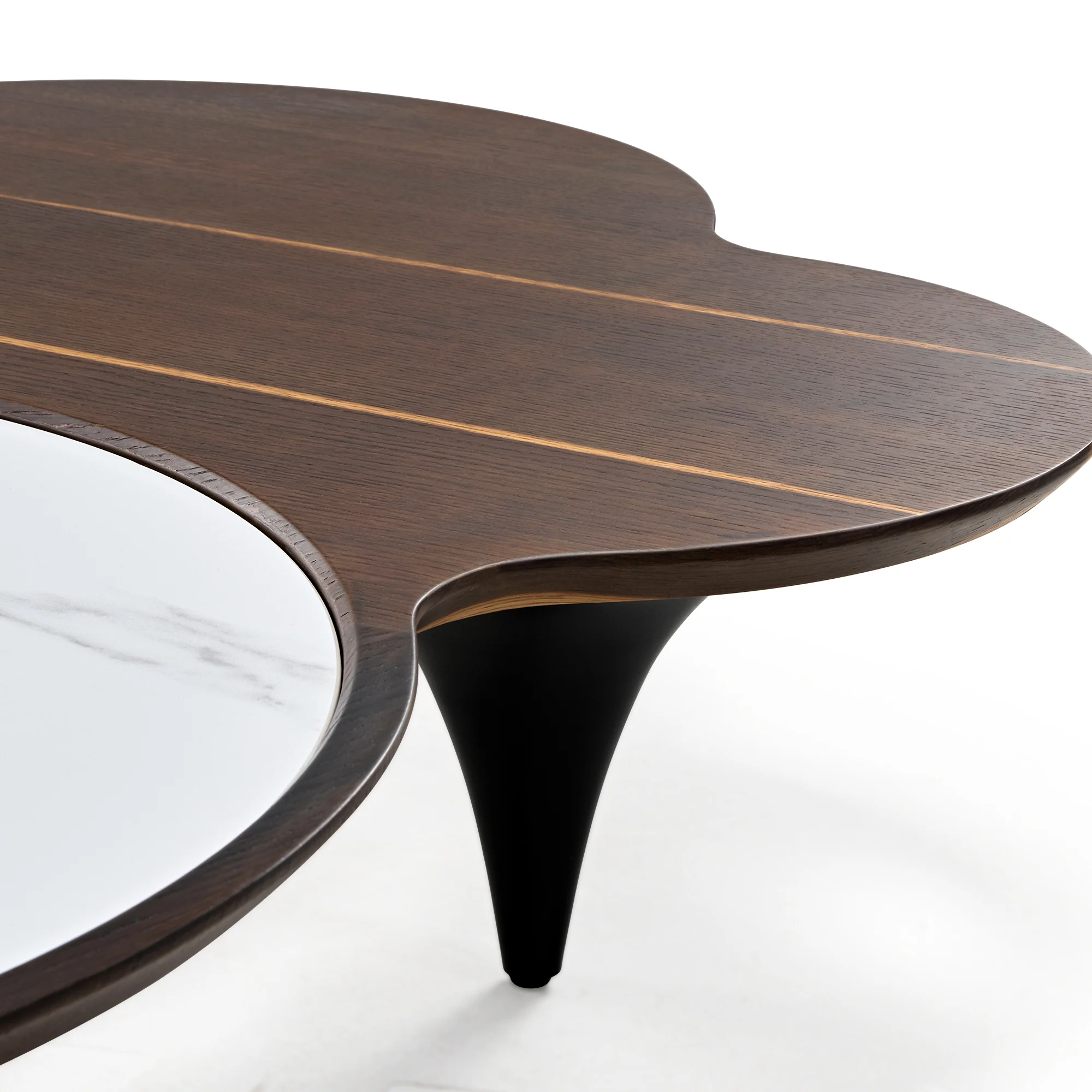 55" Modern Irregular Walnut Coffee Table - Image 10