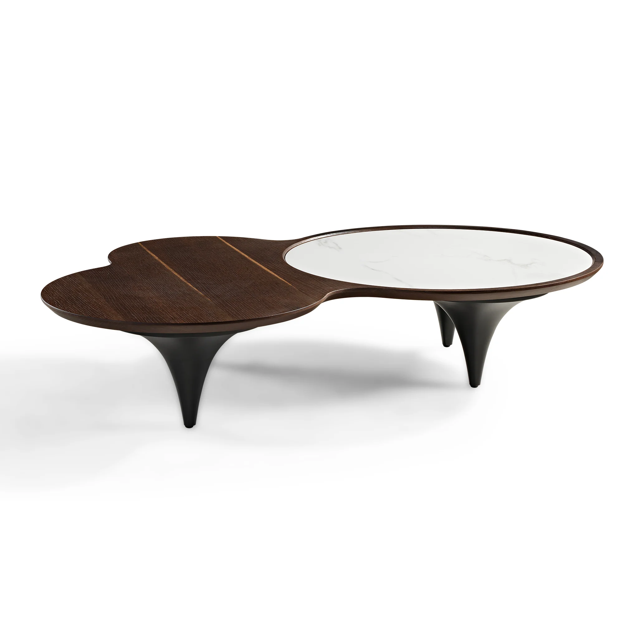 55" Modern Irregular Walnut Coffee Table - Image 14