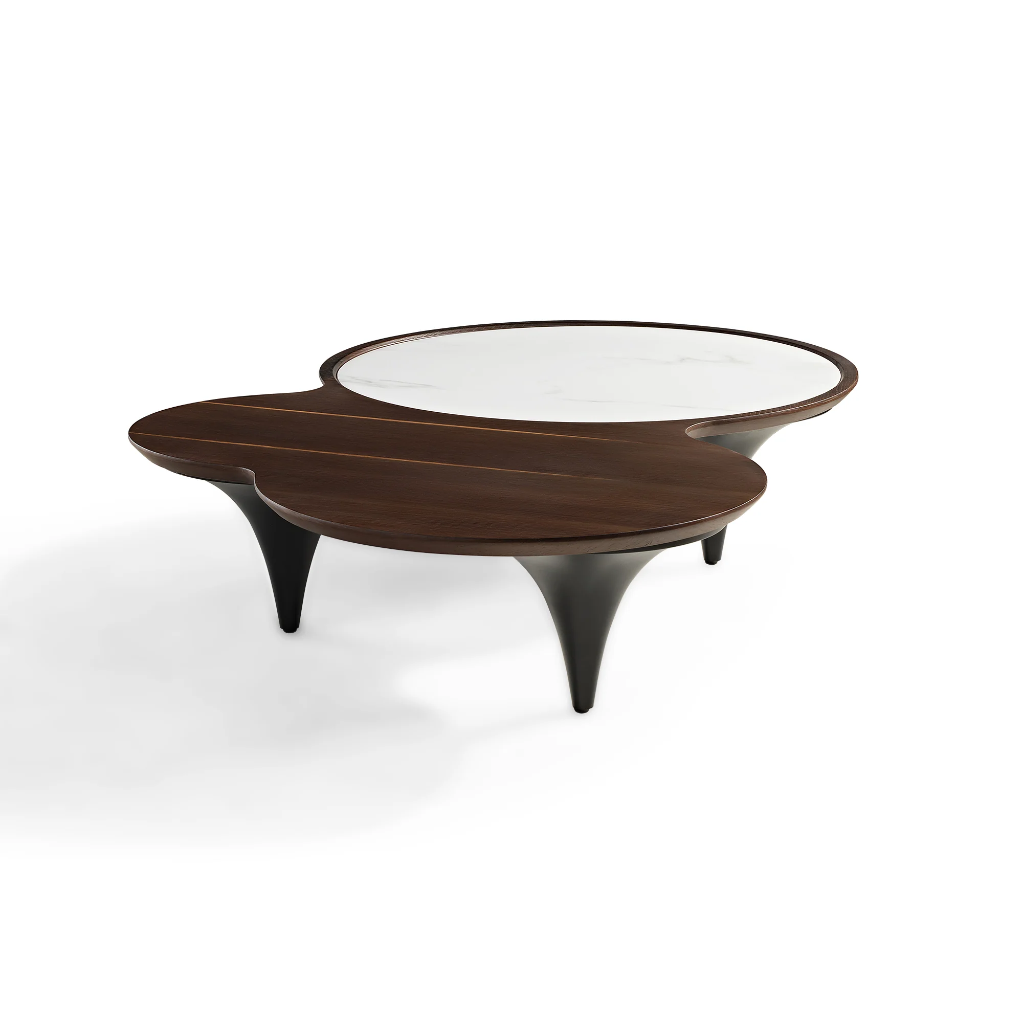 55" Modern Irregular Walnut Coffee Table - Image 15