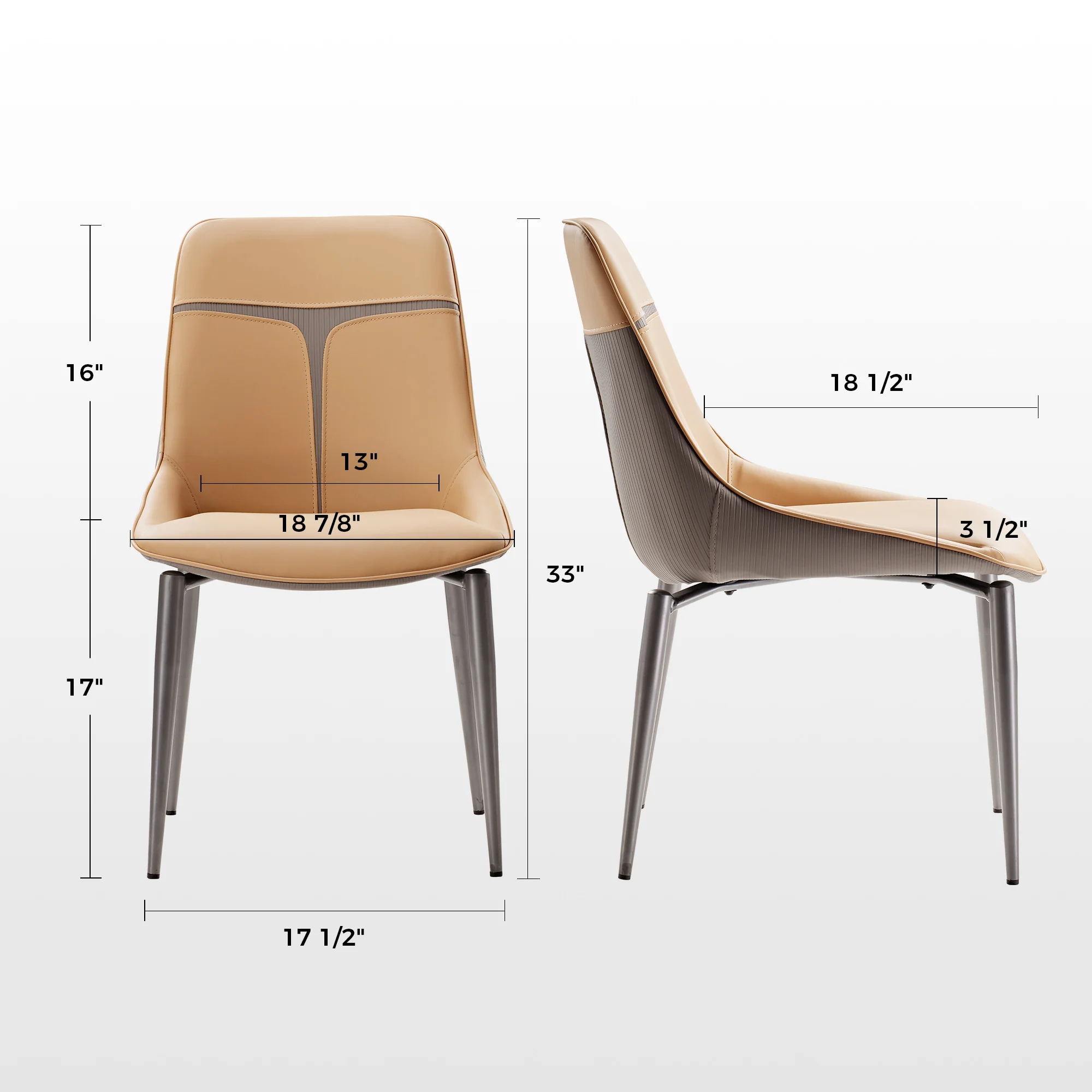 Couture, Upholstered Dining Side Chairs Set of 2, Turmeric & Gray - Image 13