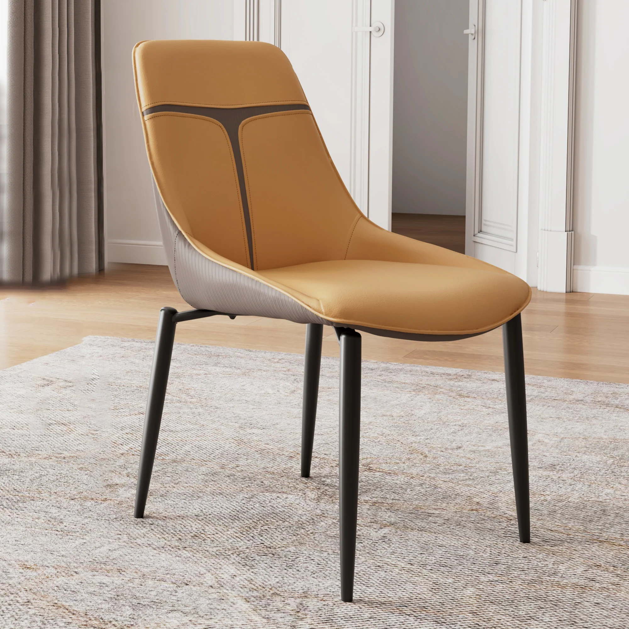 Couture, Upholstered Dining Side Chairs Set of 2, Turmeric & Gray - Image 3