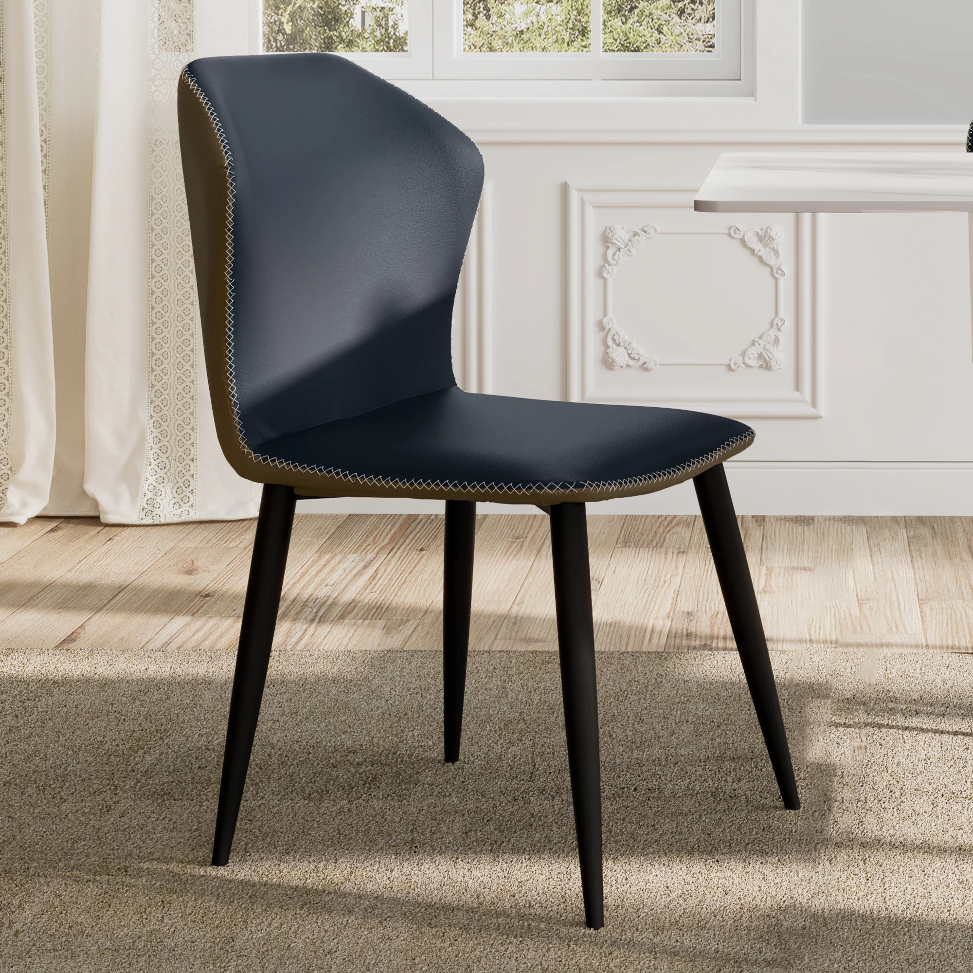 Elysian, Upholstered Dining Side Chairs Set of 2,  Blue - Image 4