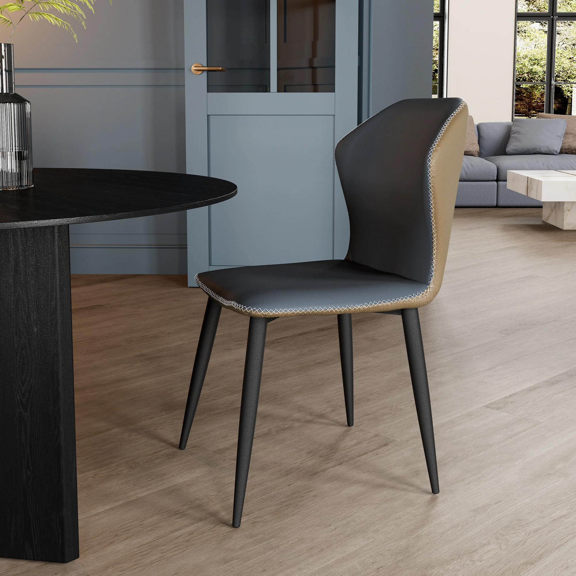 Elysian, Upholstered Dining Side Chairs Set of 2,  Blue - Image 7