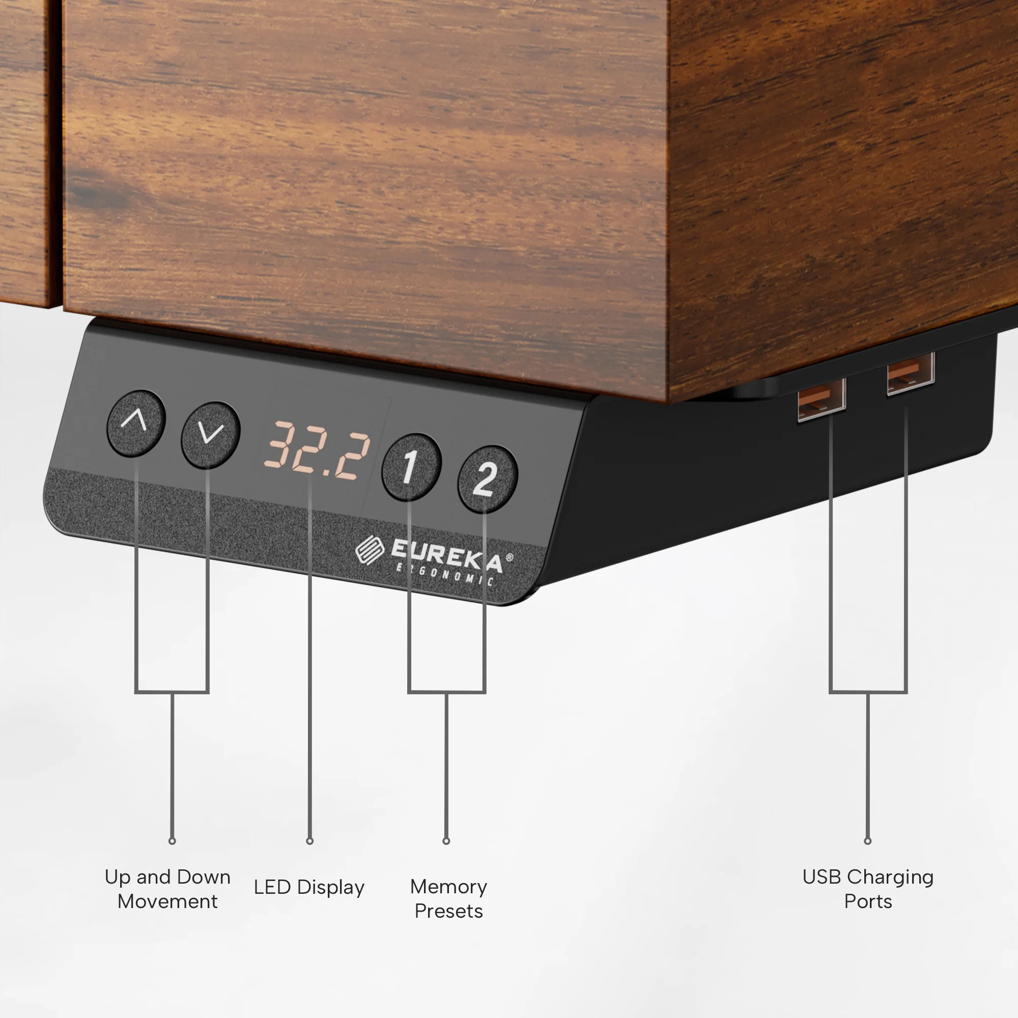 Faux Saddle Leather Adjustable Standing Desk (55"x23") - Image 11