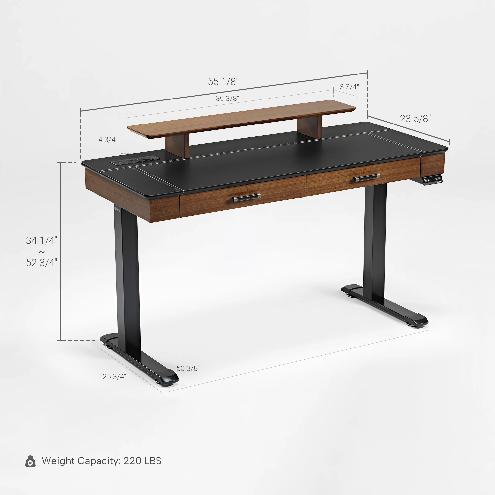 Faux Saddle Leather Adjustable Standing Desk (55"x23") - Image 15