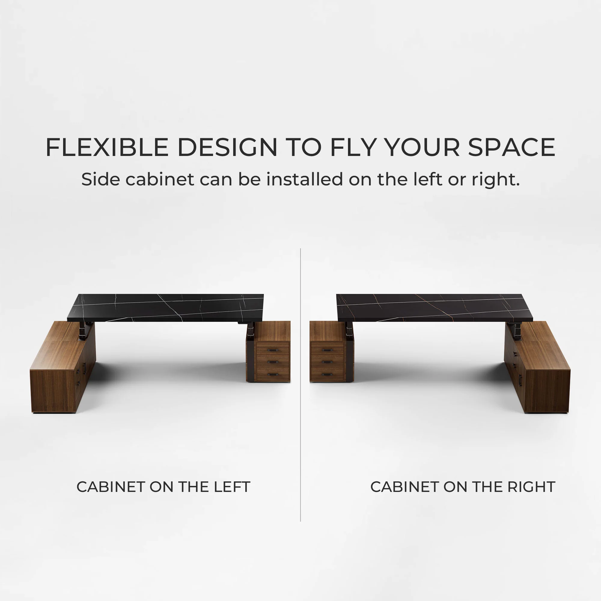 Zen Pro Series, 87"/72" Executive Standing Desk with Cabinets Set - Image 11